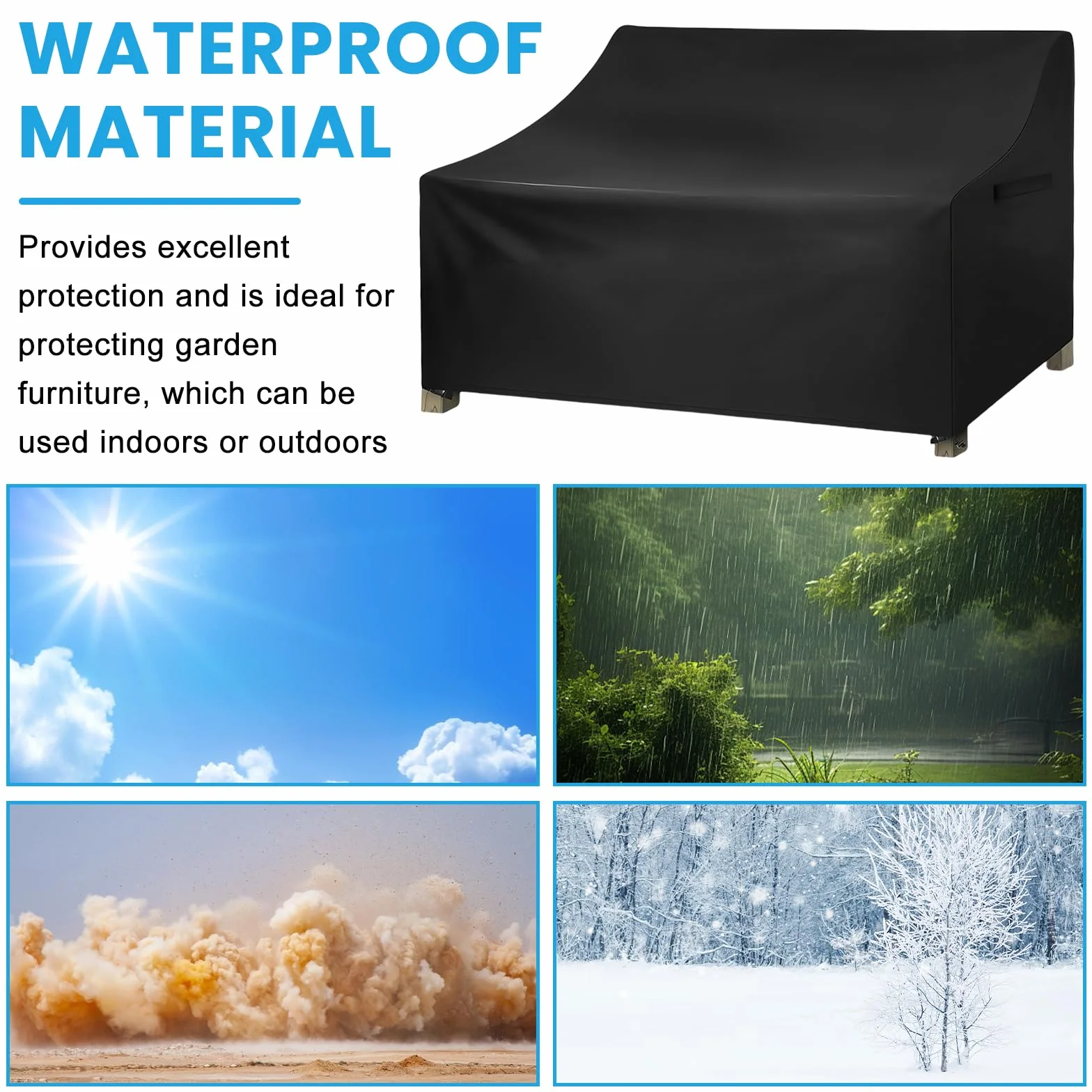 Housse de protection pour banc de jardin 134x70x65/94 cm Oxford 420D imperméable coupe-vent résistante aux UV