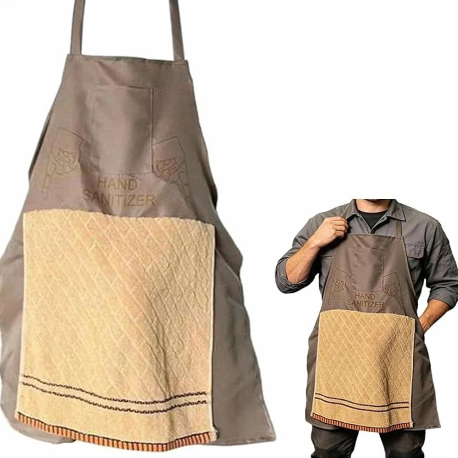 Tablier Cuisine Homme Humoristique Poche Secrète Réglable Barbecue Cadeau Fête des Pères