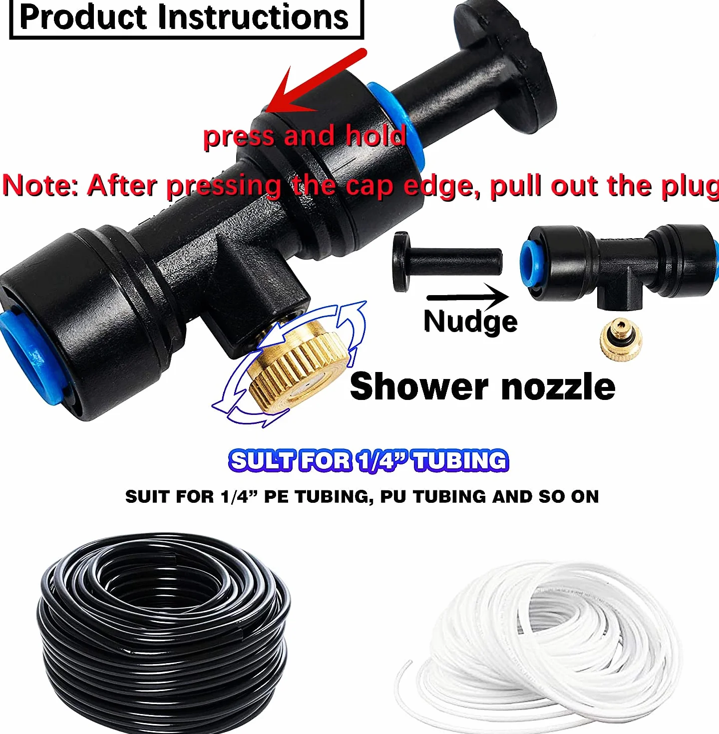 Système de brumisation pour terrasse extérieure 20m 6mm 15 buses T Noir