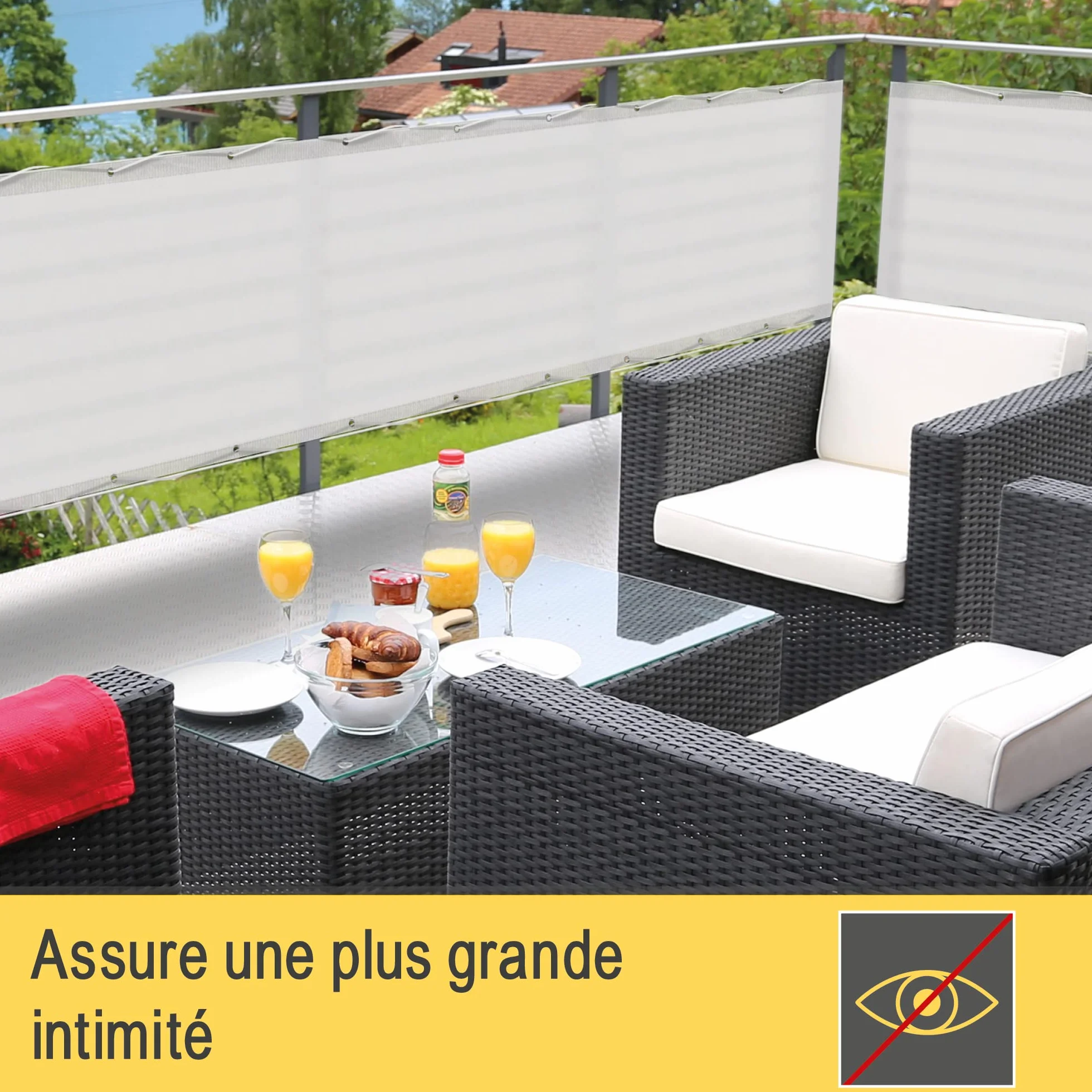 Sol Royal Brise Vue Balcon Extérieur PES SolVision PB2 90x300 cm Blanc Protection UV 160 g/m²