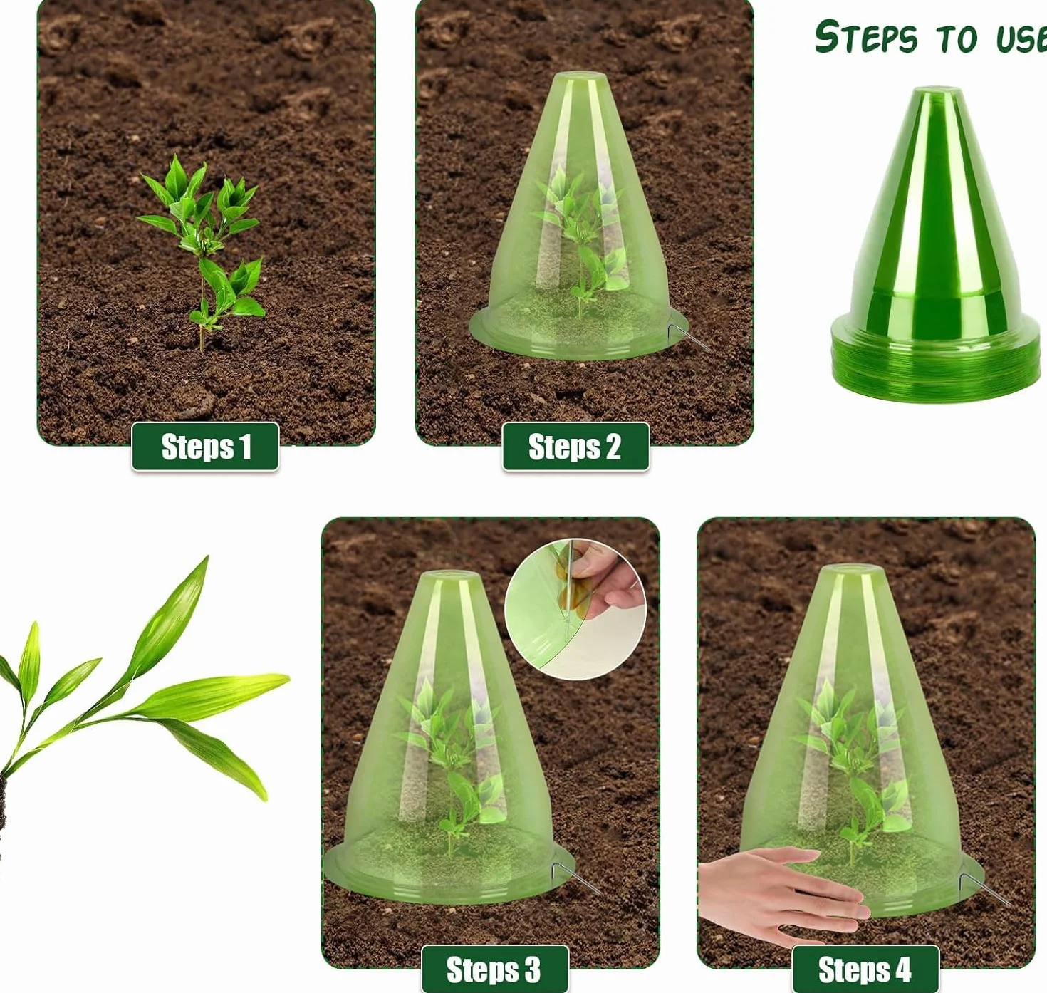 Cloches pour Plantes de Jardin 24 Pièces 24CM x 20CM Couvercle en Plastique Protection Contre Soleil Neige Gel Oiseaux Insectes