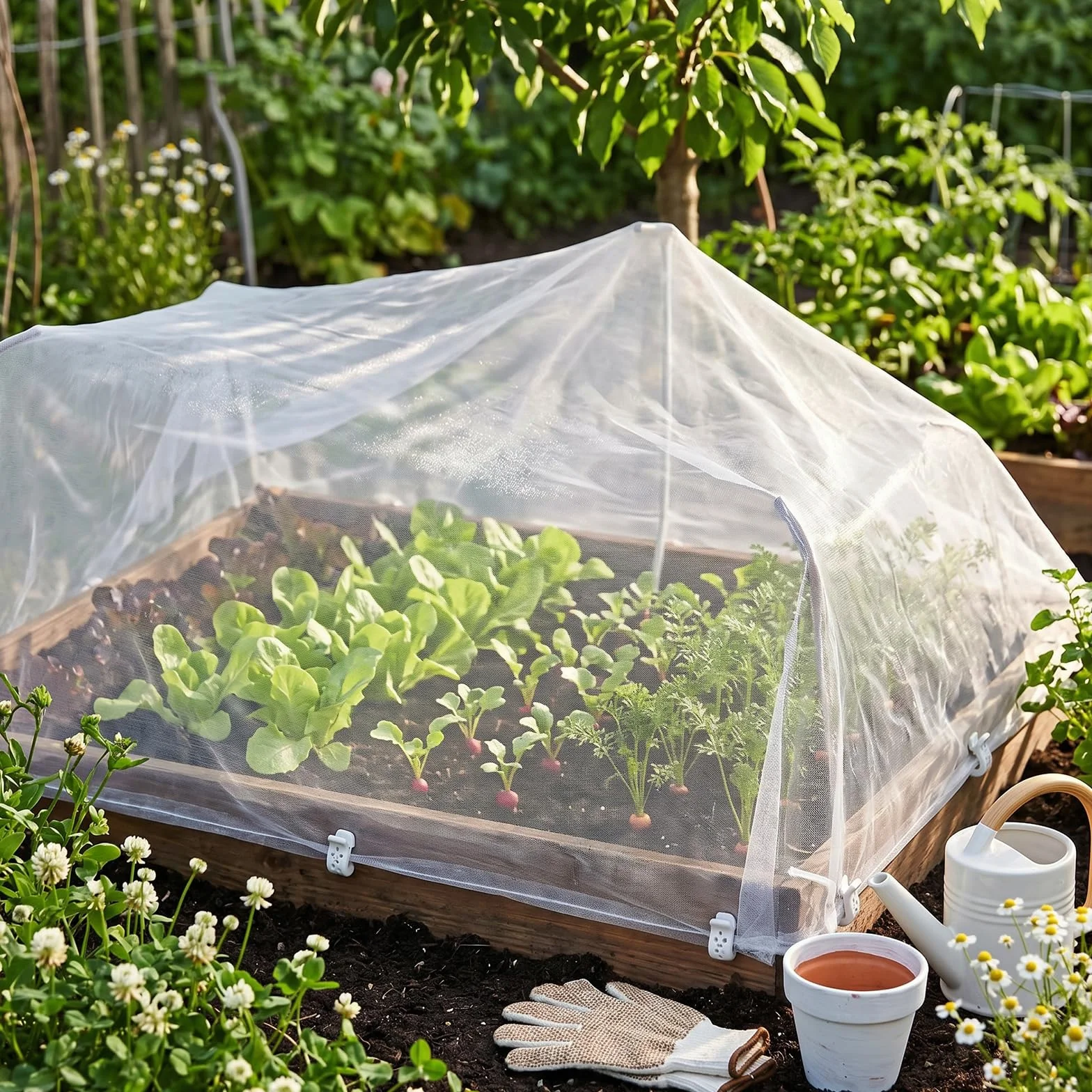 KINGLAKE Filet Anti Insecte 35 g/m² 2m x 10m Maille Fine Protection Cerisier Fraisier Jardin Potager Arbre Fruitier Blanc