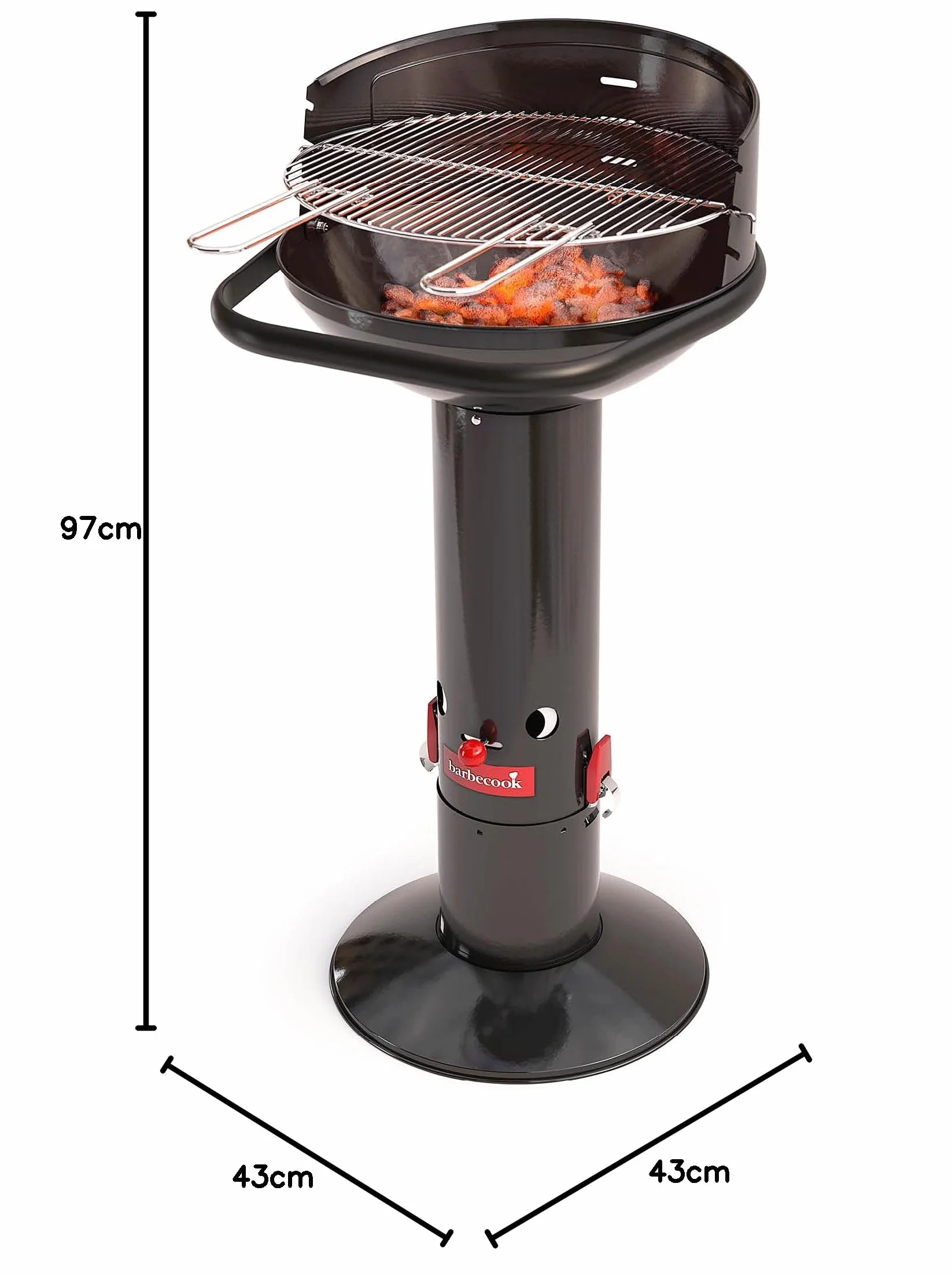 Barbecook Loewy 45 Barbecue au charbon pare-vent noir 43x43x97cm