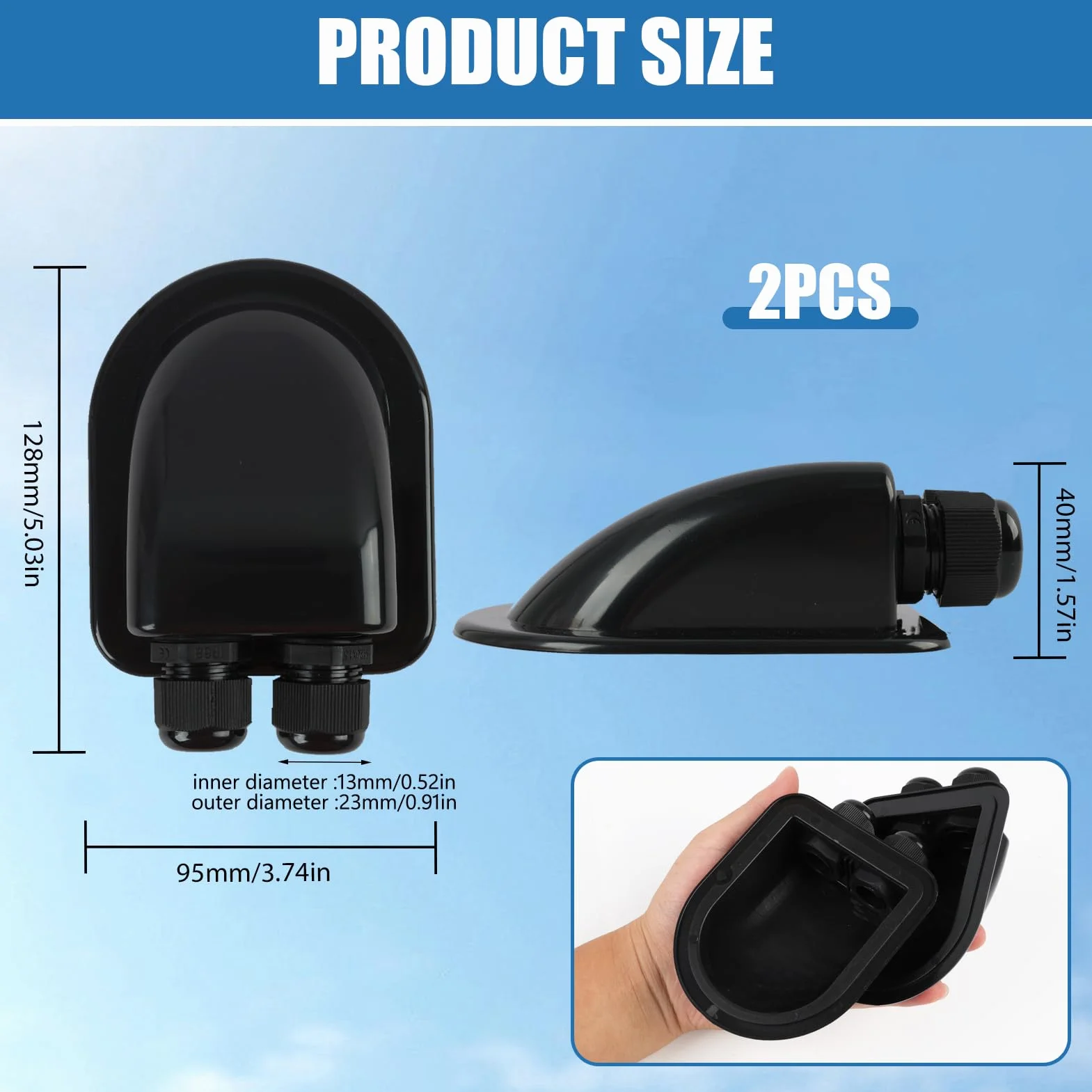 2PCS Boîtier d'entrée de Câble Double, Passe Toit IP68 Étanche en ABS pour Installation de Câbles Solaires, Résistant aux Intempéries pour Caravane, Bateau et Applications Photovoltaïques
