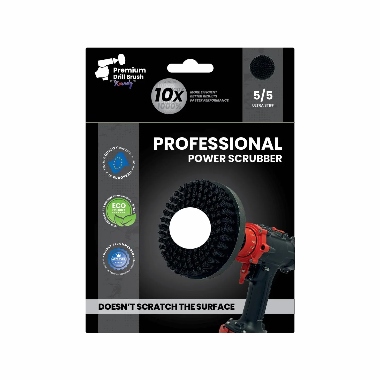 Brosse de perçage professionnelle 2 en 1 pour perceuse et meuleuse d'angle ultra rigide 15 cm Noir | Brosse de nettoyage résistante et anti-rayures pour béton, brique, pierre, métal