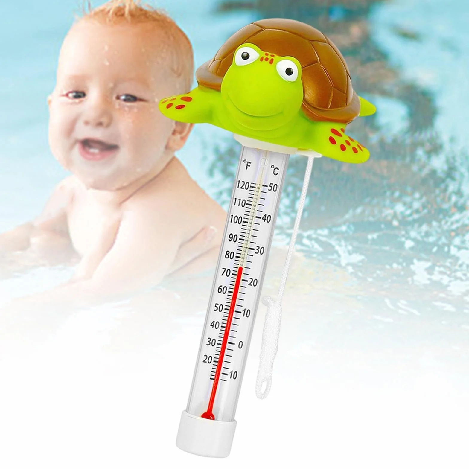 Sharplace Thermomètre flottant piscine indicateur température eau affichage analogique motif animal tortue