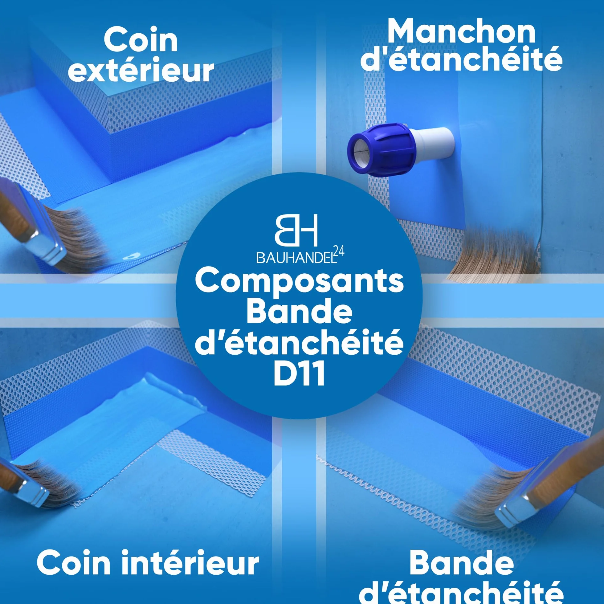 Bande d’étanchéité D11, 10–50 mct, bleue, bande d’étanchéité bain, bande d’étanchéité douche bande d’étanchéité carrelage