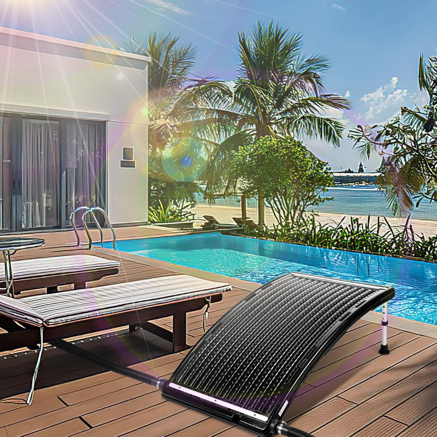 Panneau Solaire Chauffage Piscine 113x69x35 cm 10 000 l/h Raccordement 32-40 mm