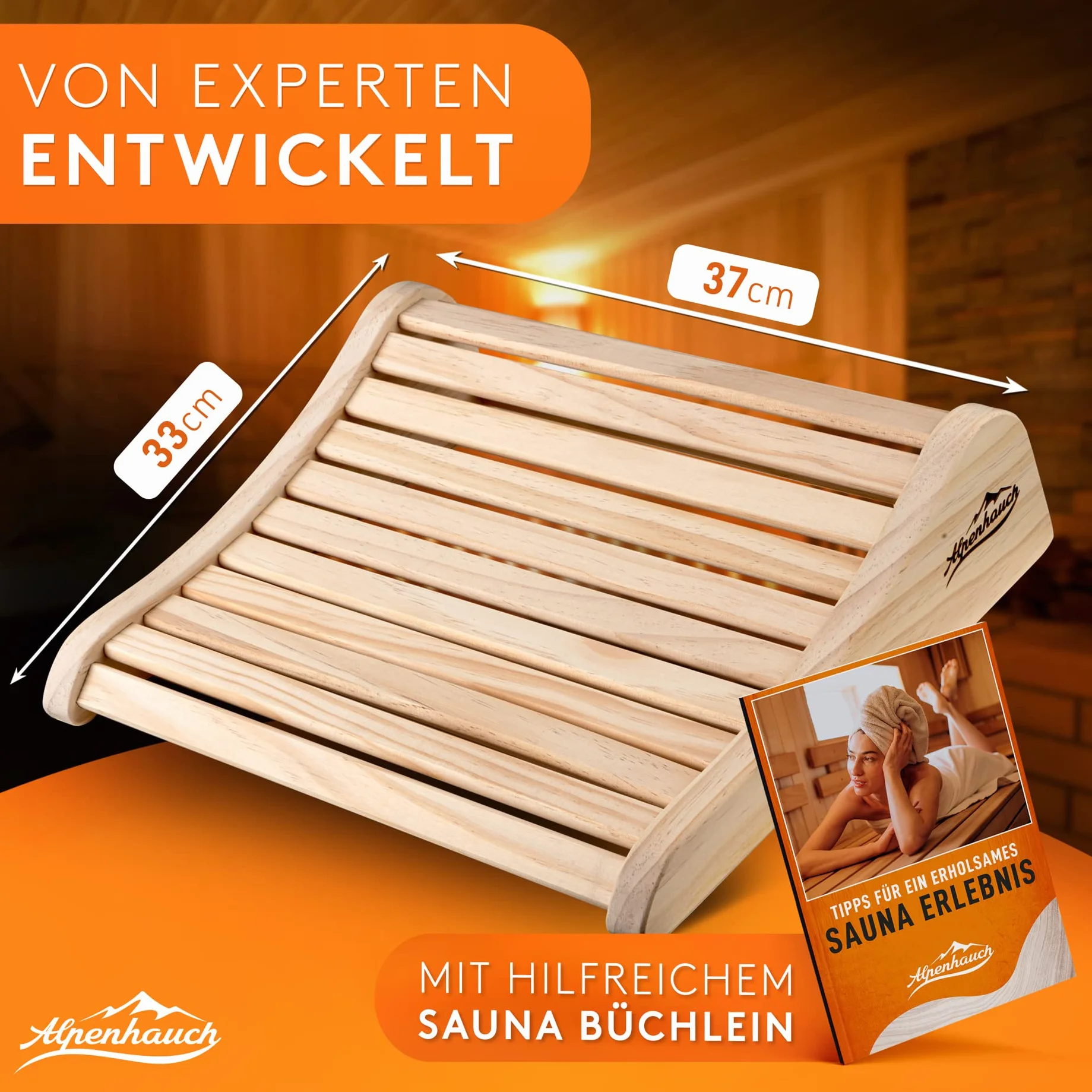 ALPENHAUCH Lot de 2 appuie-tête ergonomiques en bois pour sauna - Accessoire cabine infrarouge