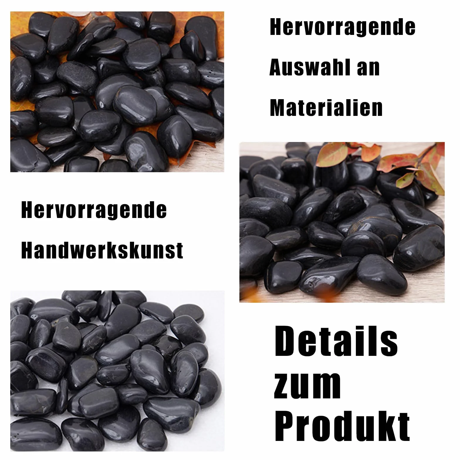 Galets de Rivière Noirs Polis 1-3 cm 1 kg Galets Décoratifs pour Vases