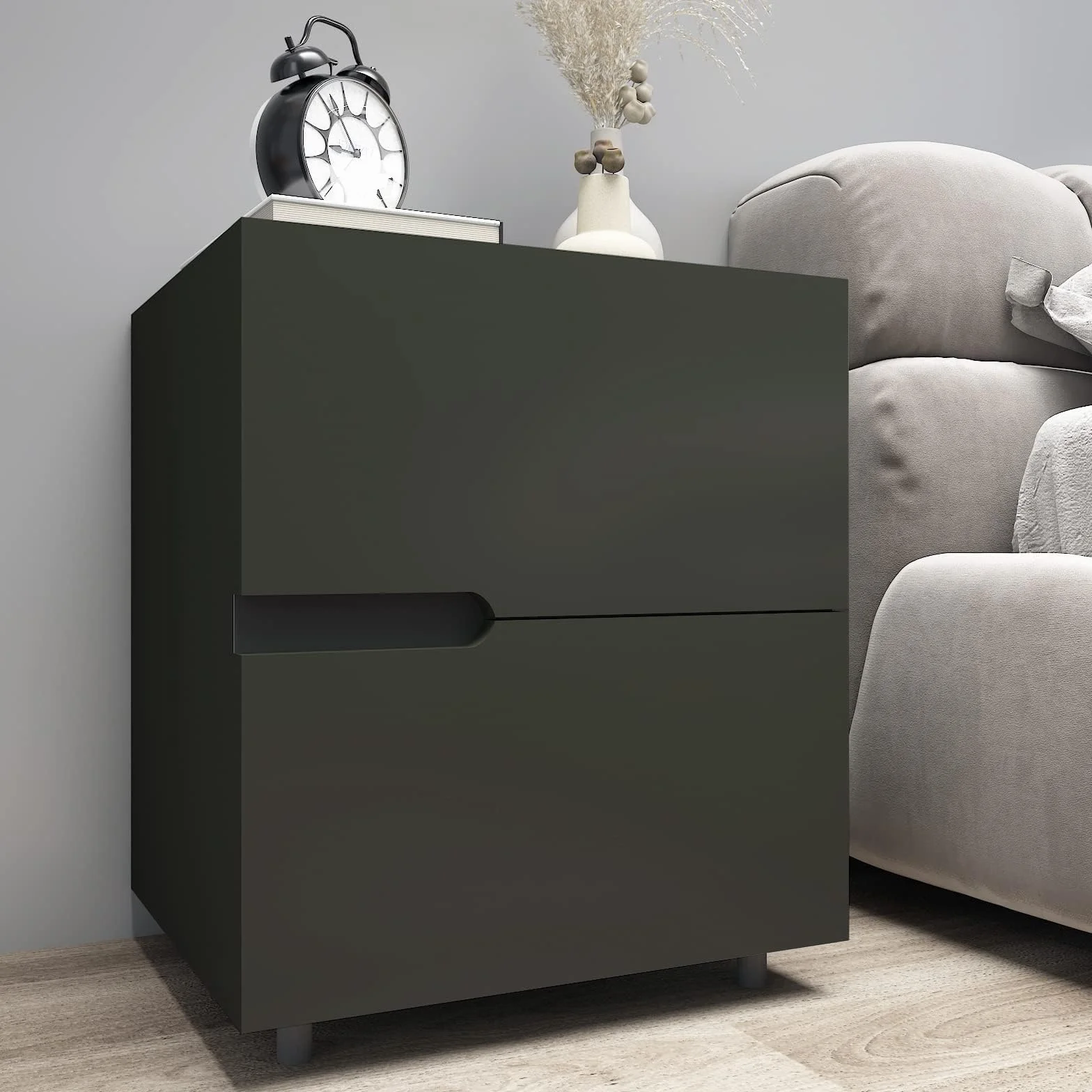 Decotalk Papier Peint Autocollant Meuble Gris Foncé Mat Épais 40X500cm Papier Adhésif pour Meuble Toucher Ultra Doux Revetement Adhesif Meuble Gris Décoratif Vinyle Film pour Salon Chambres Amovible