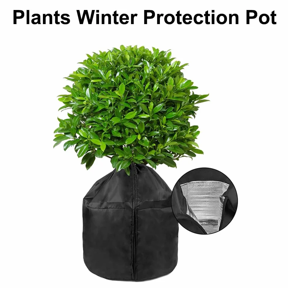Housse de Protection pour Plantes en Pot d'Hiver 65x70cm avec Cordon de Serrage