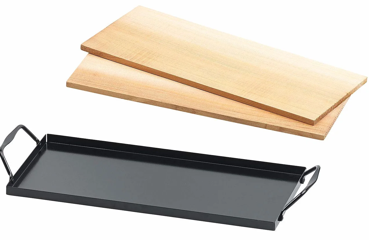 Rosenstein & Söhne Ensemble de 2 Planches à Fumer en Bois de cèdre avec Plaque en métal