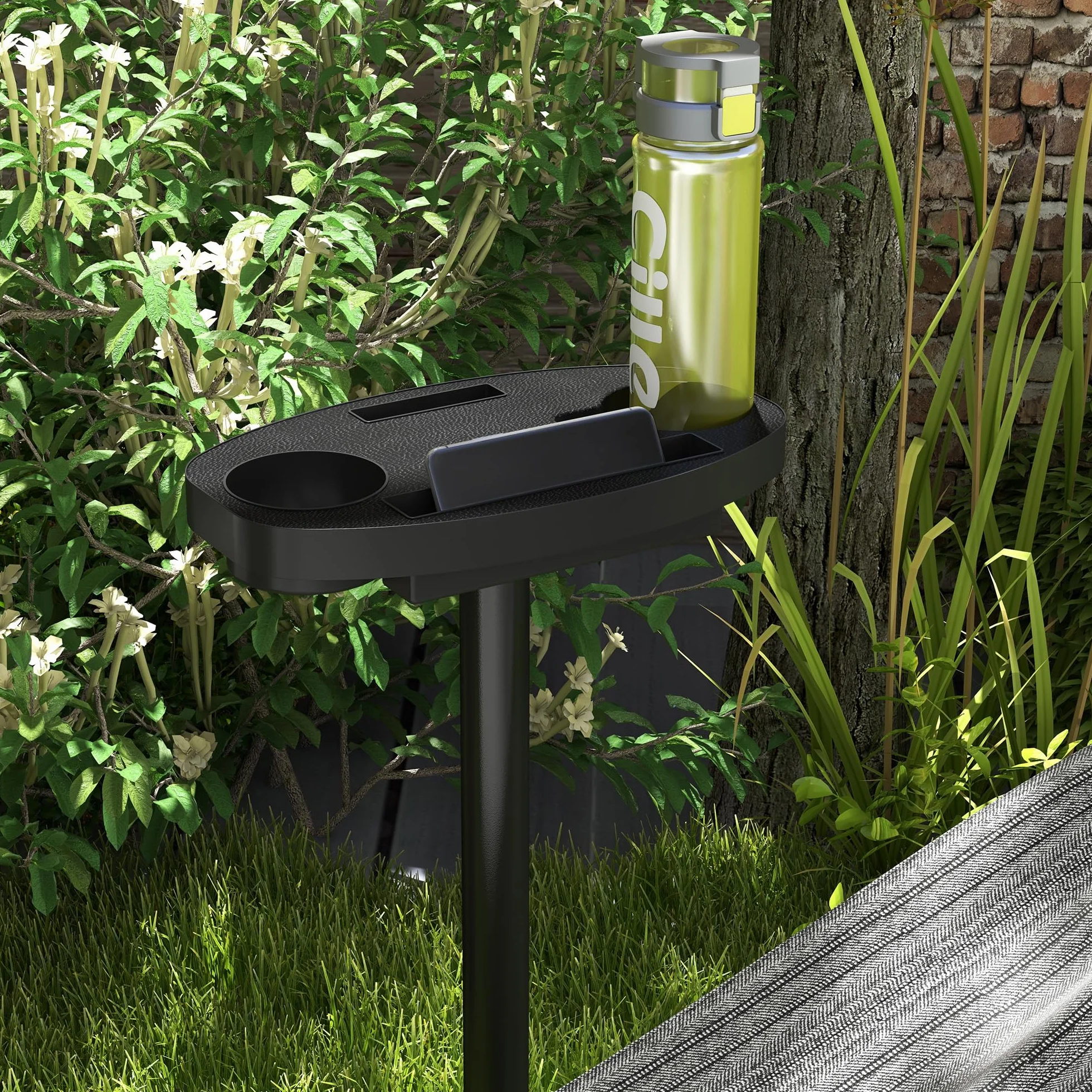 Outsunny Support Pied de hamac avec Porte-gobelet métal époxy Noir 305x129x109 cm 150kg