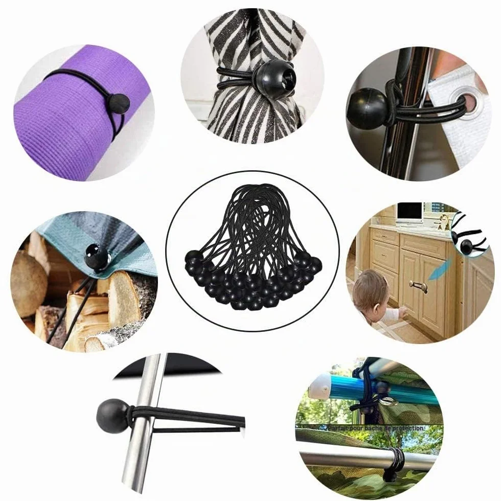 30 Pièces Tendeur Elastique, Tendeur Bache, Sandow Elastique, Tendeur Élastique pour Pavillon, Bâche, Camping, Tente, Rideaux Harnais d’Extension(200mm and 150mm)