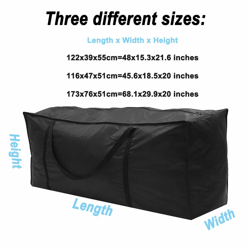 Housse de Protection pour Meubles de Jardin 122 x 39 x 55cm Sac de Rangement pour Coussins