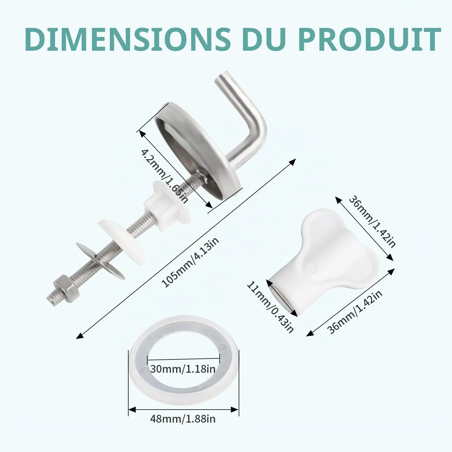 Charnières de Siège de Toilette en Acier Inoxydable, 2 Pièces Dos au Mur pour Abattant de Toilette, Rechange pour Bureau (B)