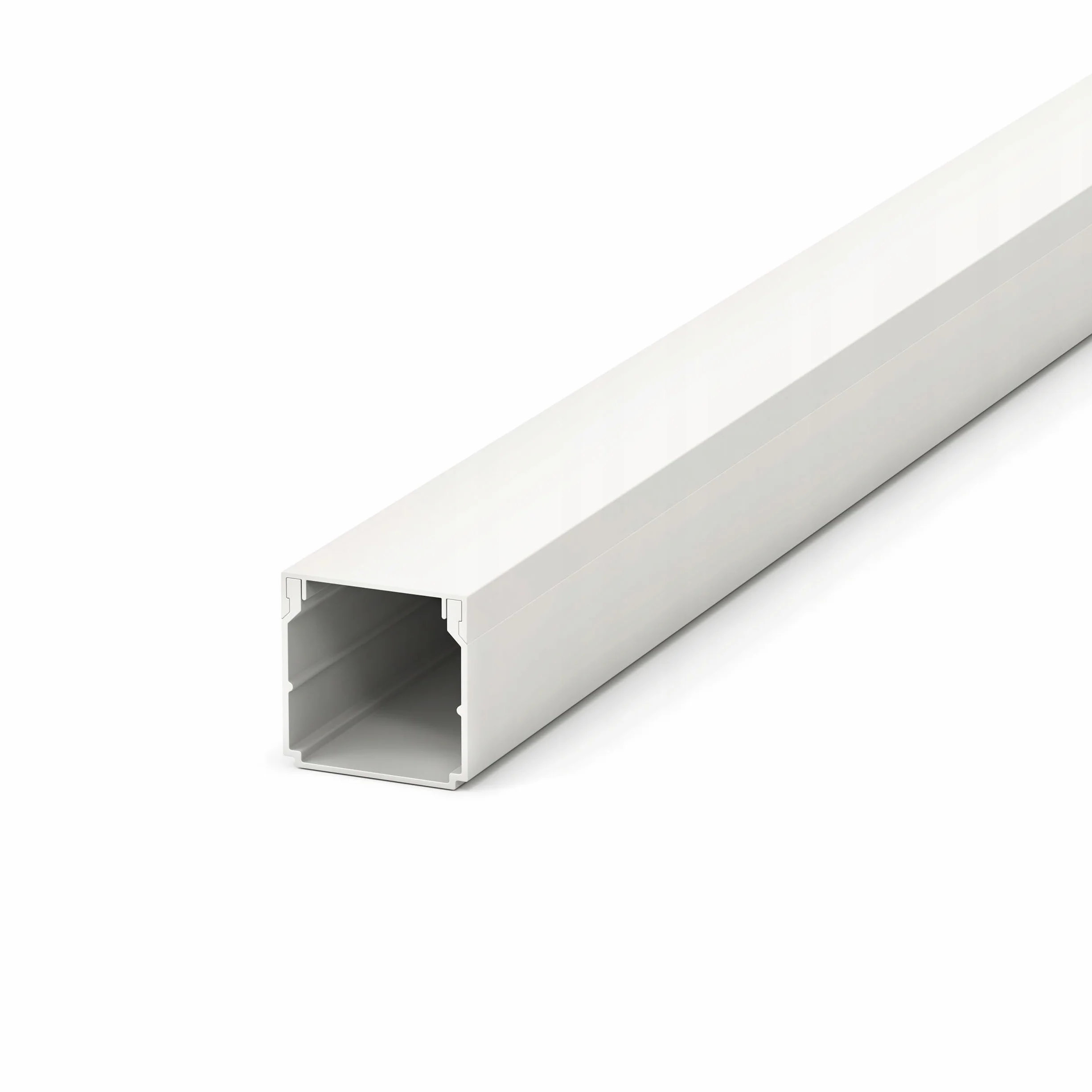 Goulotte Passe-câble en PVC 40 x 40 mm, 2 m de Longueur Totale, Canal d'installation électrique avec Couvercle, Blanc