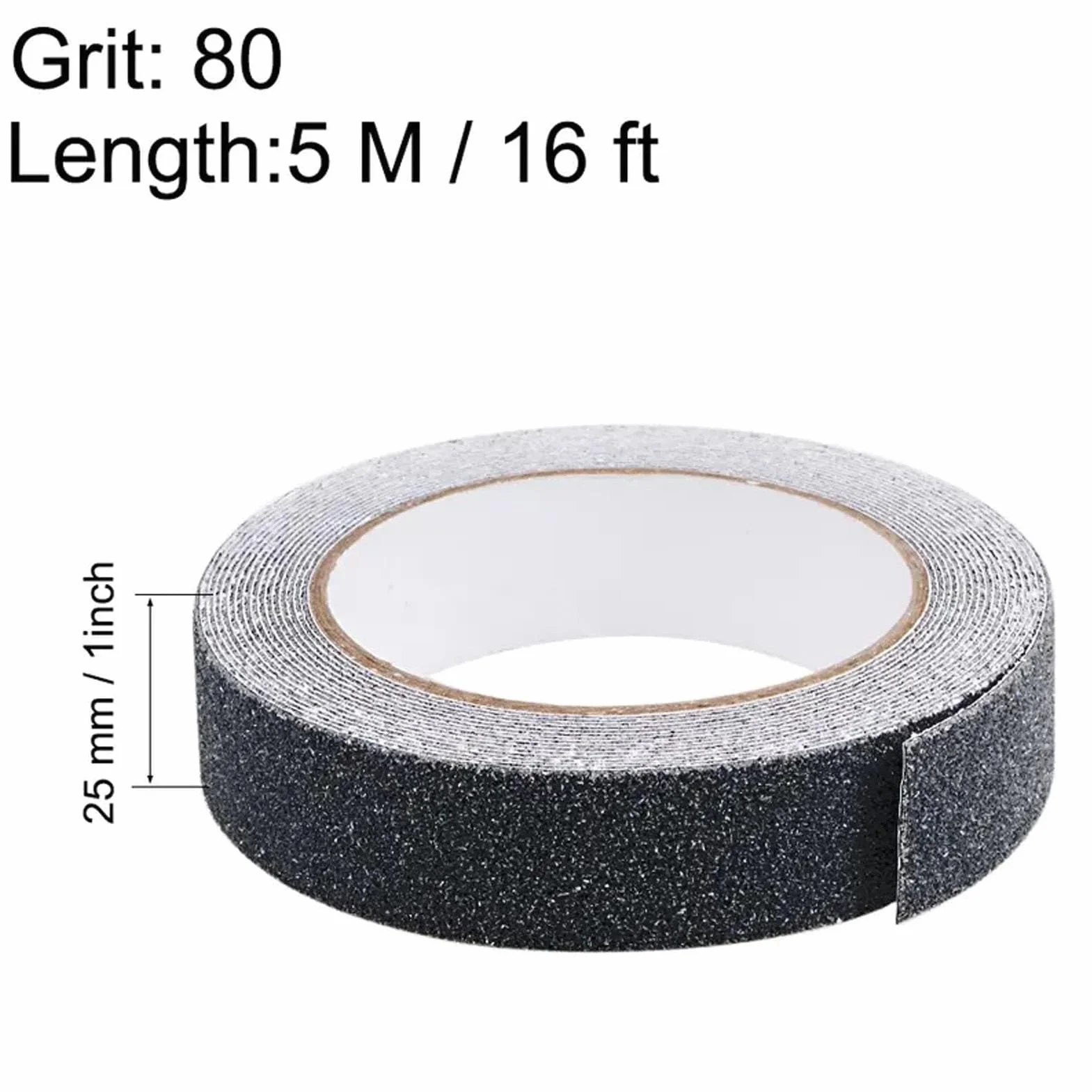 QILIMA Ruban Antidérapant Noir 2.5cm x 5m, Bande de Préhension à Texture Améliorée, Ruban Adhésif Imperméable à Haute Traction pour Sécurité des Marches d'Escalier, Intérieur et Extérieur