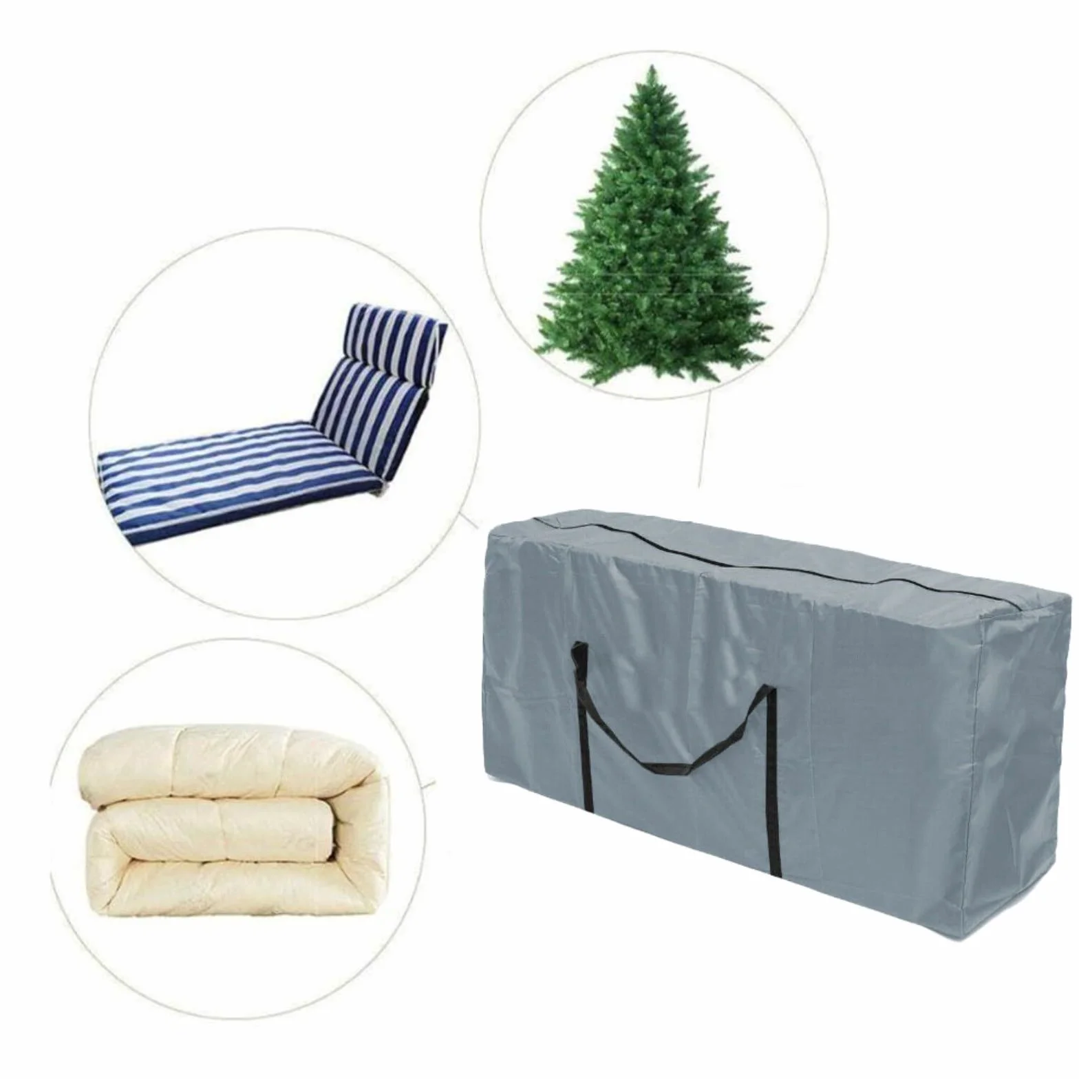 Housse de rangement pour coussin de jardin Oxford 210D imperméable résistant aux UV 173 x 76 x 51 cm