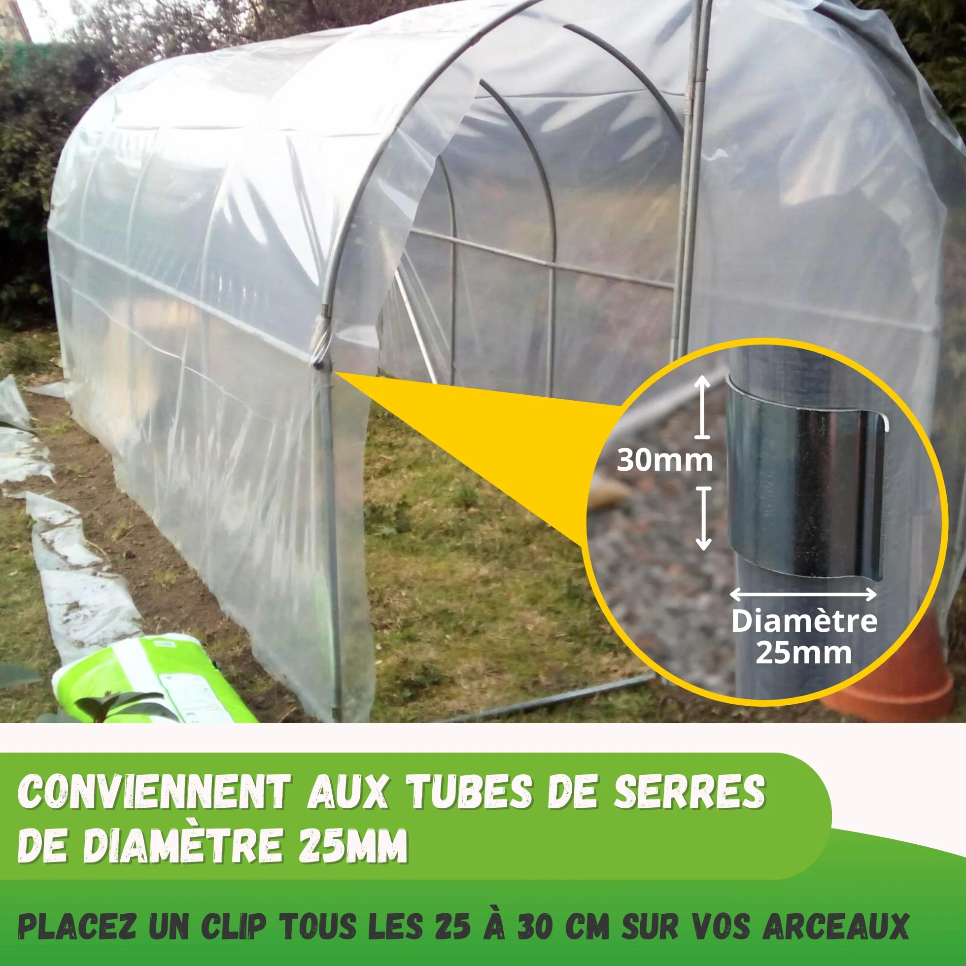 JARDEN Lot 20 Clips Diamètre 25mm pour Serre de Jardin - Fixation Métal Revêtement Zinc