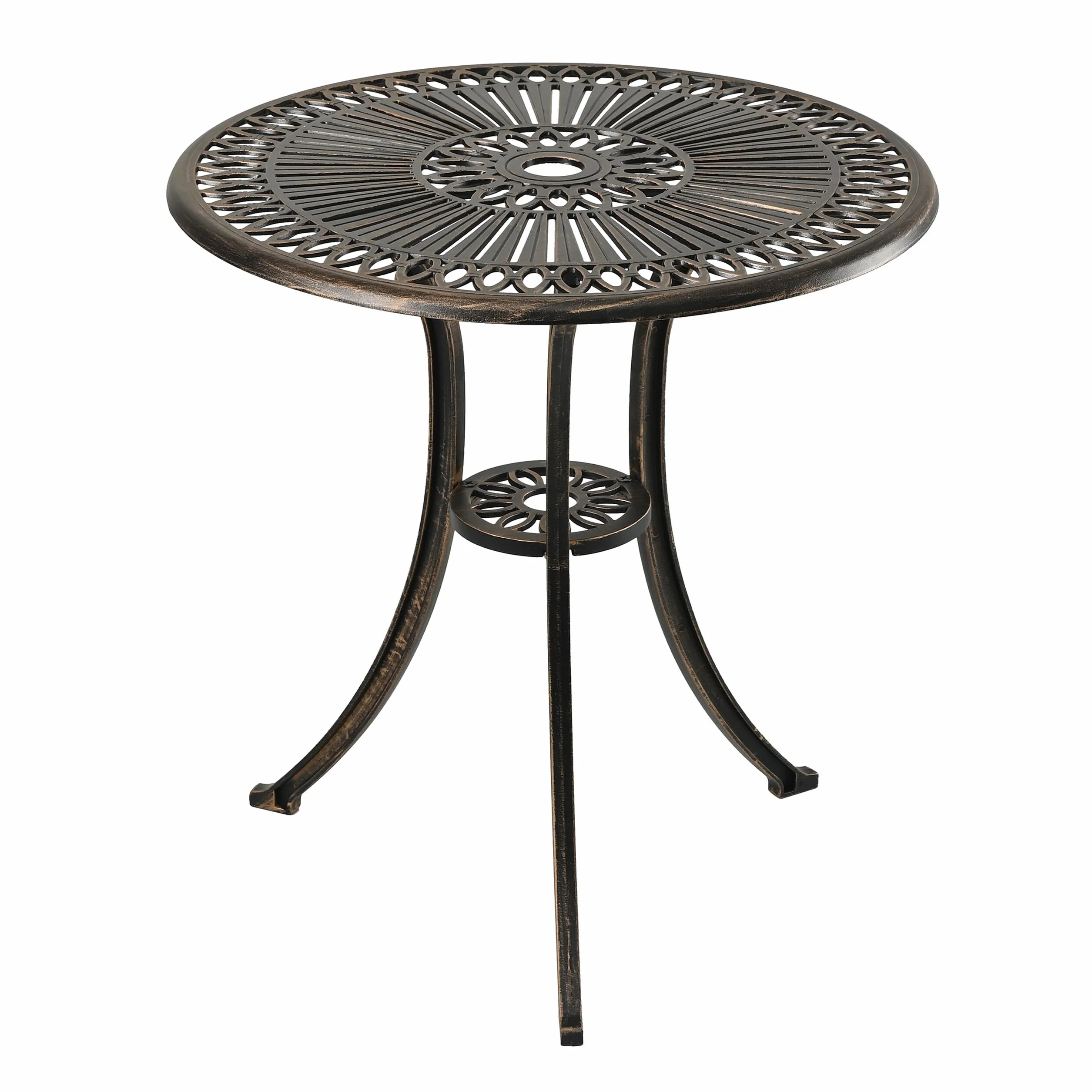 Relaxdays Table de Jardin Ronde 65 x 60 cm Alu Résistant aux Intempéries Noir/Bronze