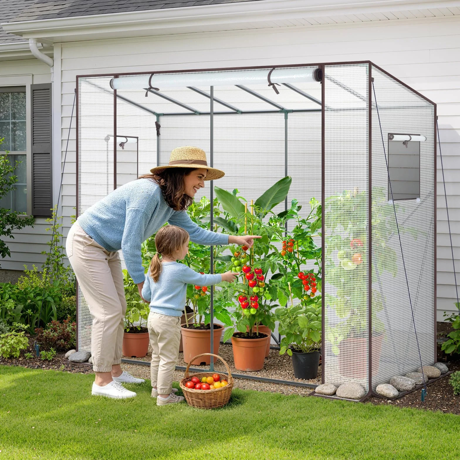 Ohuhu Serre de Jardin 200x77x170 cm PE Blanc Translucide 130g/m²