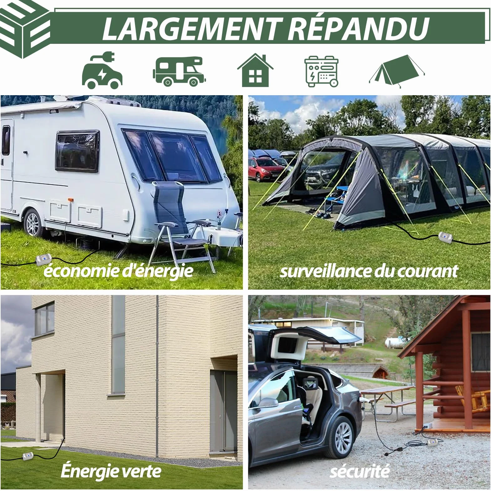 EYPINS Compteur d'Énergie Portable Étanche IP65 avec Interrupteur Wattmètre de Prise avec Mémoire,Surveillance Temps Réel 80A 3680W,Câbles 2x1.5m H07RN-F VDE pour Camping-Car,Maison,Extérieur