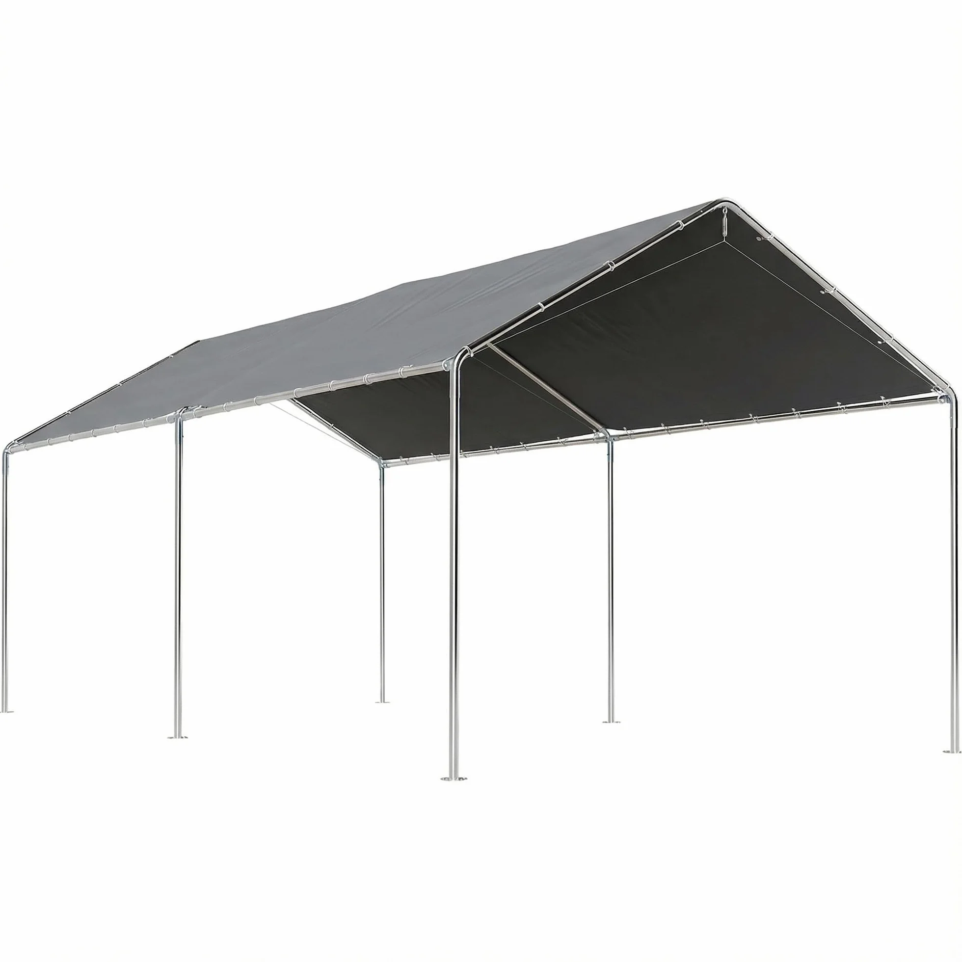 Outsunny Carport 6x3 m Acier galvanisé Toit PE Gris