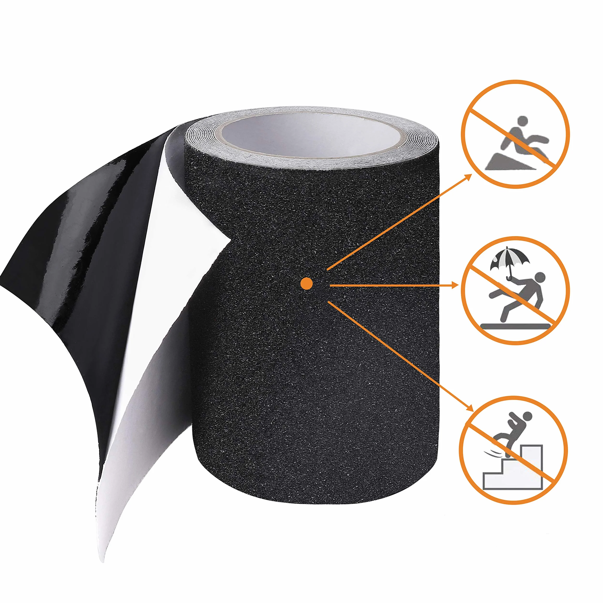 Bande Antidérapante Adhésive pour Escaliers, Friction, Abrasif pour les Sécurité, Escabeau, Intérieur, Extérieur, Haute Traction, 15CM x 5M, Noir
