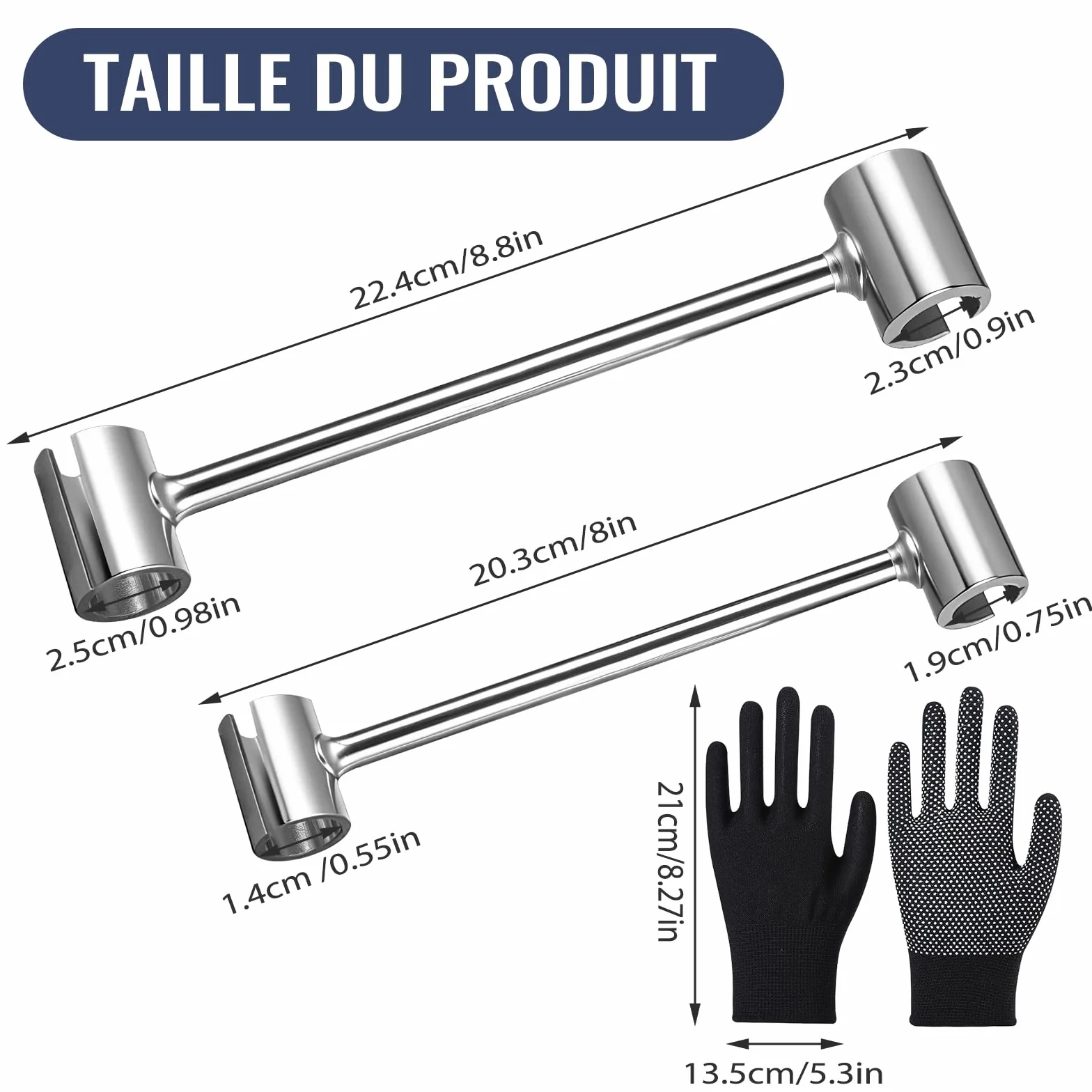 VEGCOO 2 Pièces Outil de Réglage de Charnière de Porte, 14/19/23/25mm Outil de Réparation de Charnière de Portes, avec Gants Antidérapants, Clé de Reglage Gond Porte pour Coupe-Feu Portes Sécurité