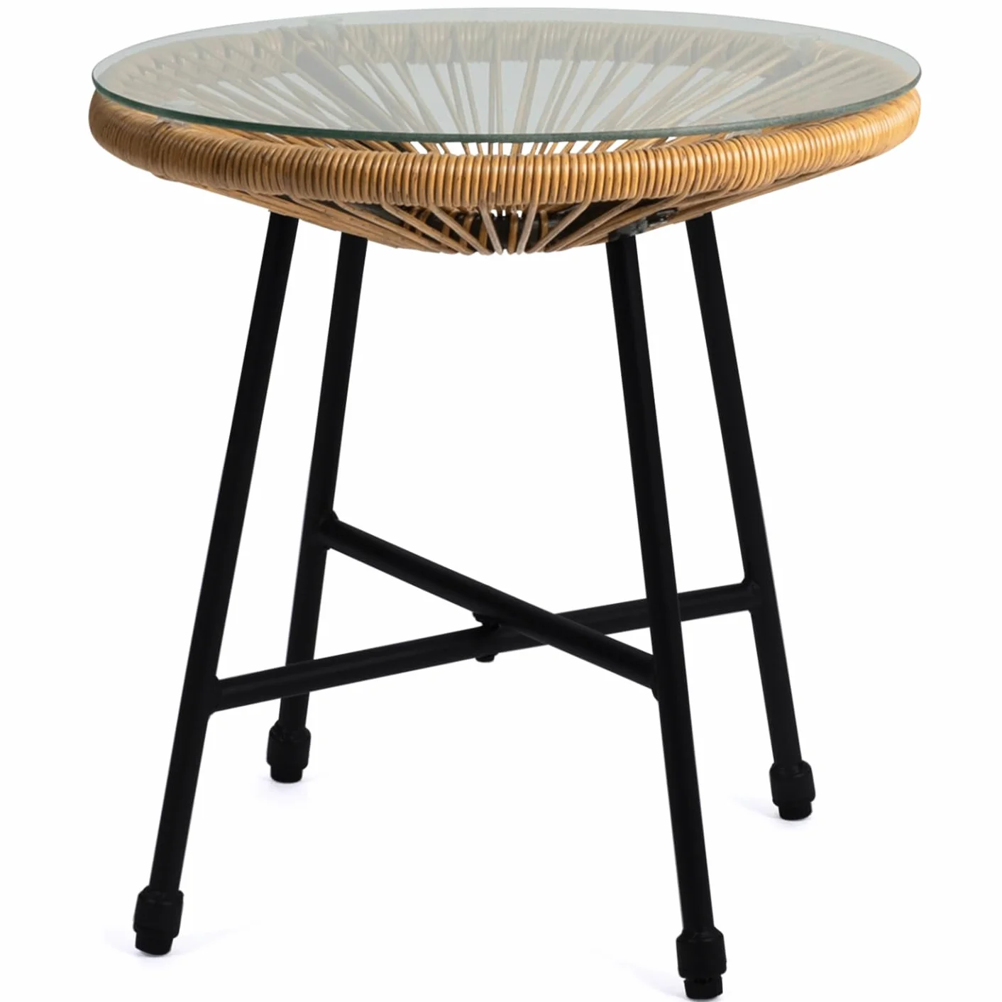 Salon de Jardin Izmir Table et 2 Fauteuils Oeuf Cordage Effet Rotin