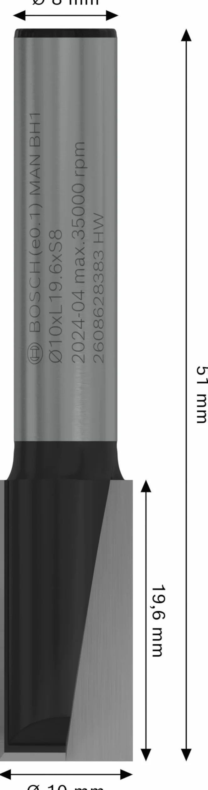 Bosch 1x Fraise à rainurer droite PRO, deux goujures (pour Bois résineux, Bois dur, Ø 10 mm, Professional Accessoire Défonceuse manuelle, Fraise à araser)