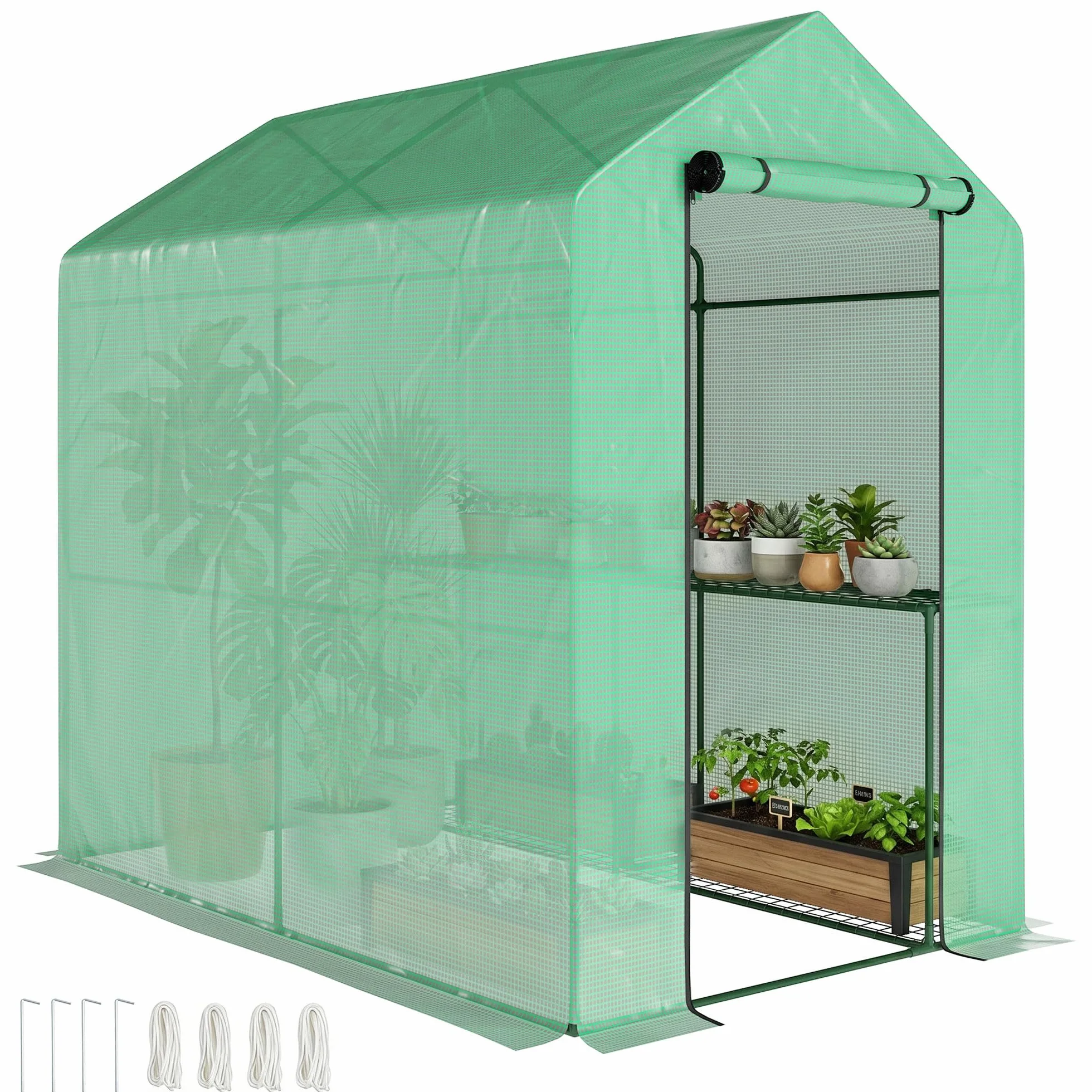 Outsunny Serre de Jardin PE, 140 g/m², 186 x 120 x 190 cm, Vert