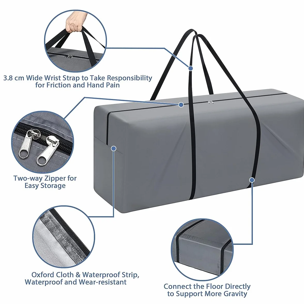 GARPROVM Sac de rangement pliable 200 l Tissu Oxford imperméable indéchirable 125 x 32 x 50 cm