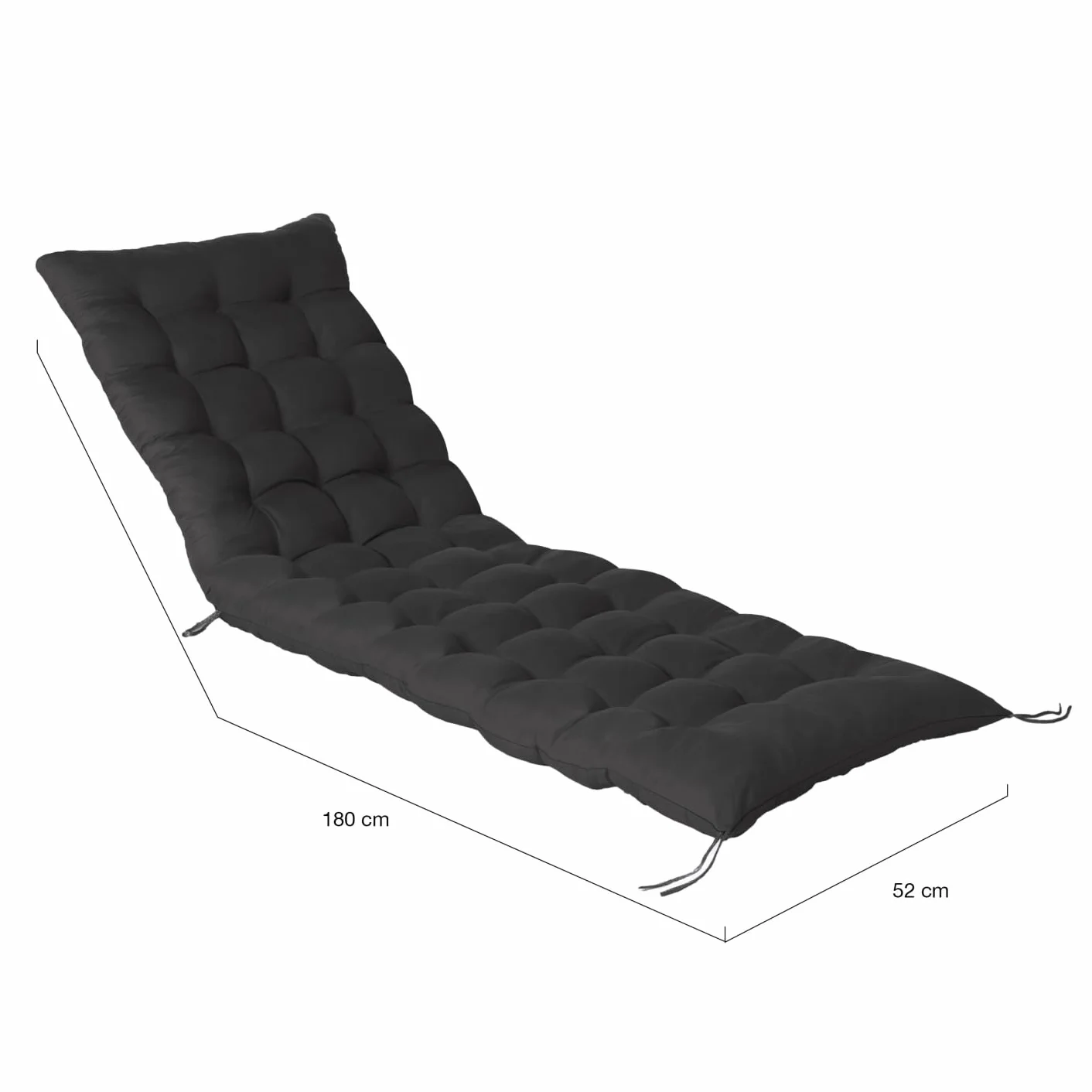 Lot de 2 Coussins Universel de Transat Adam 180 cm Noir