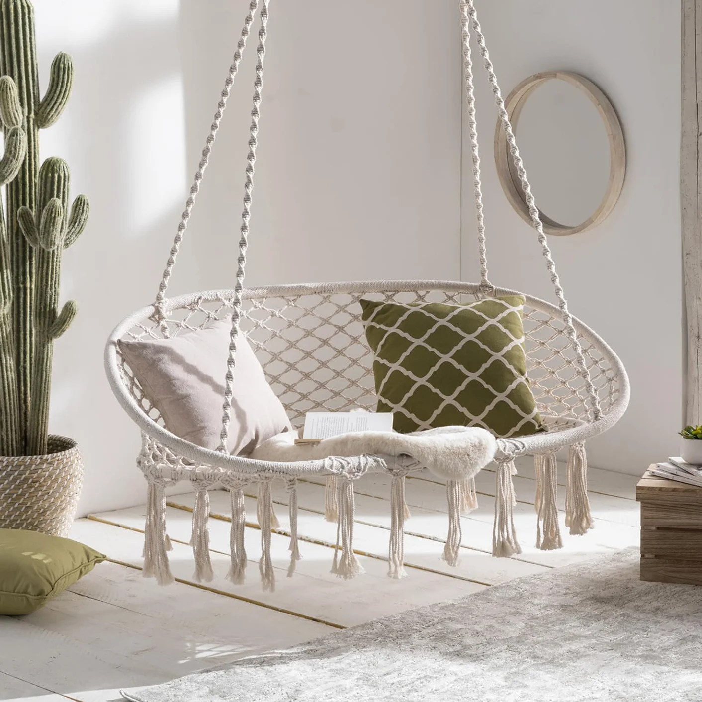 Banc Suspendu Bohème Macramé Balancelle 2 Places