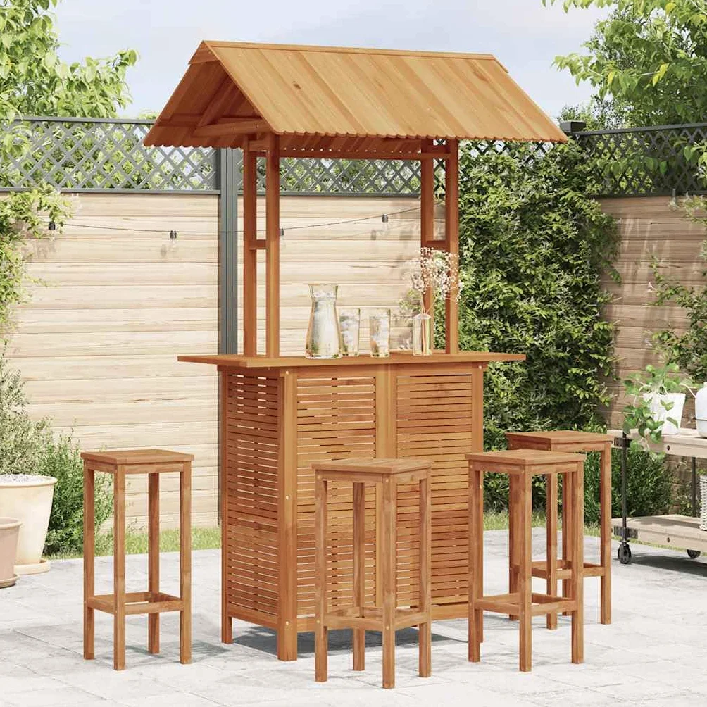 Table de Bar d'extérieur avec Toit 113x106x217 cm Bois d'acacia