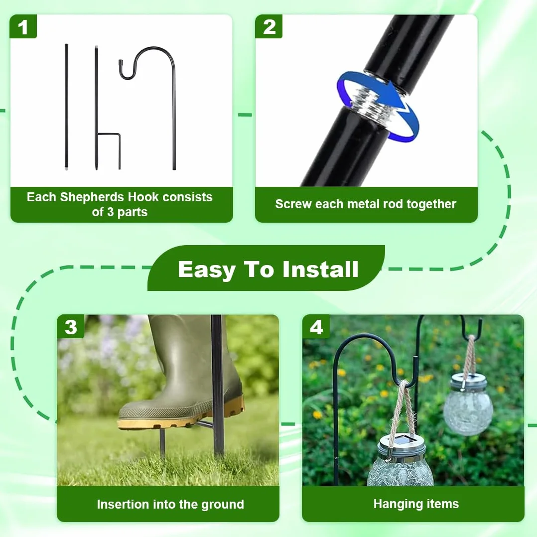 Crochets De Berger 80.5 cm Support Jardiniere Reglable pour Mangeoire Oiseaux Exterieur