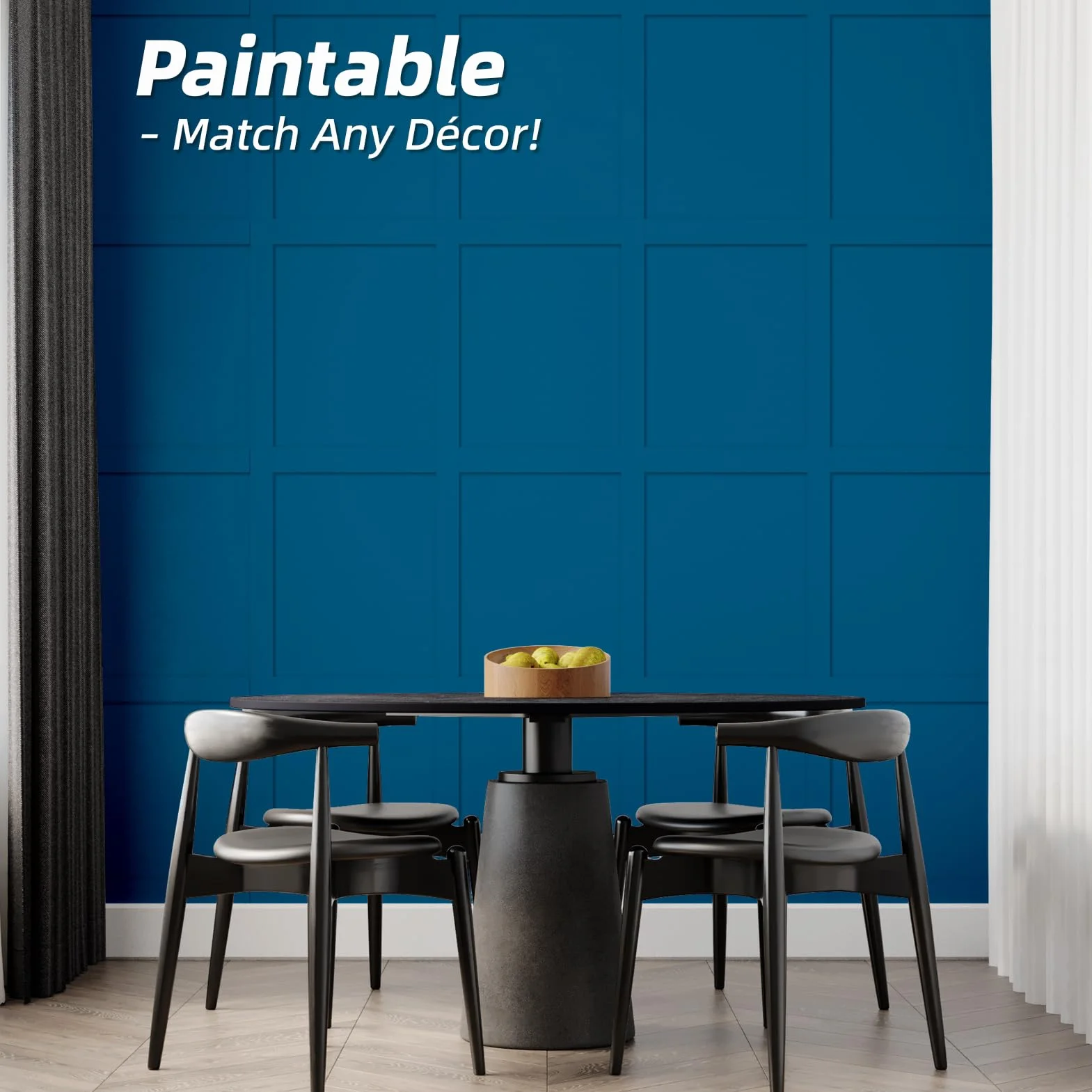 Art3d Kit de panneaux prêts à poser Board & Batten pour revêtement mural (210 x 113 cm) Panneau MDF pour accent mural dans la cuisine, la chambre et le salon - Peignable – Incl. bande d’arrêt et