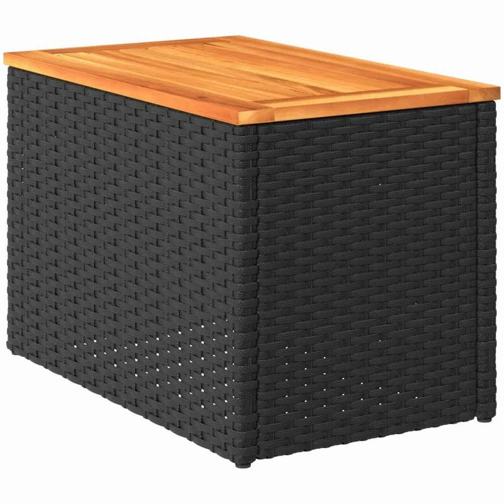 vidaXL Tables d'Appoint Jardin 2 pcs, Tables Basses, Rotin Bois Massif, Noir
