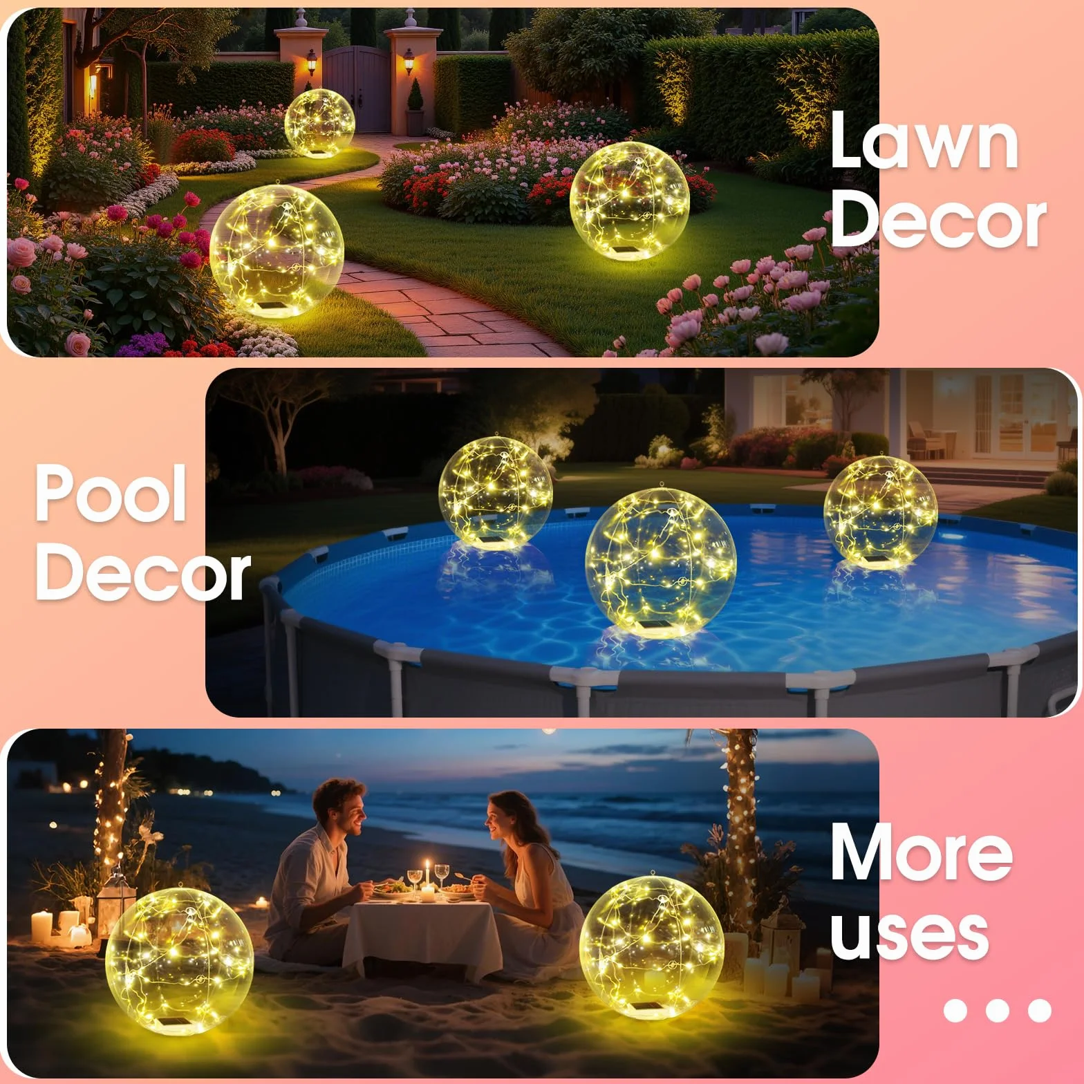 Askyli Boule lumineuse flottante solaire DEL 38,1 cm IP68 pour piscine fête mariage