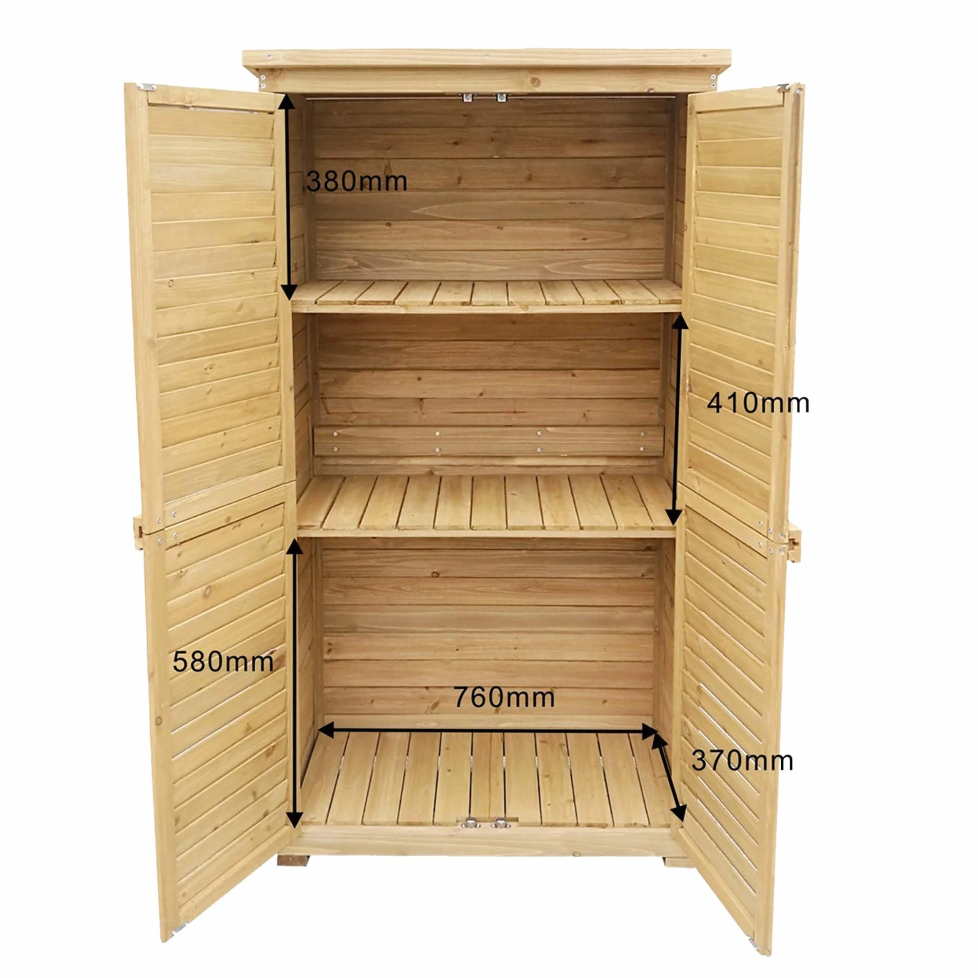 Armoire de Jardin 870x465x1600 mm Bois d'épicéa Toit bitumé Rangement Outils Wiltec
