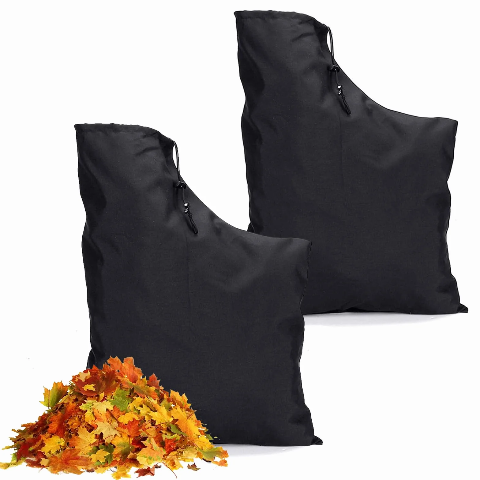 ZhouWei 2 Pièces Sac pour Aspirateur Souffleur Universel Réglable avec Cordon de Serrage pour Feuilles Jardin Pelouse Noir