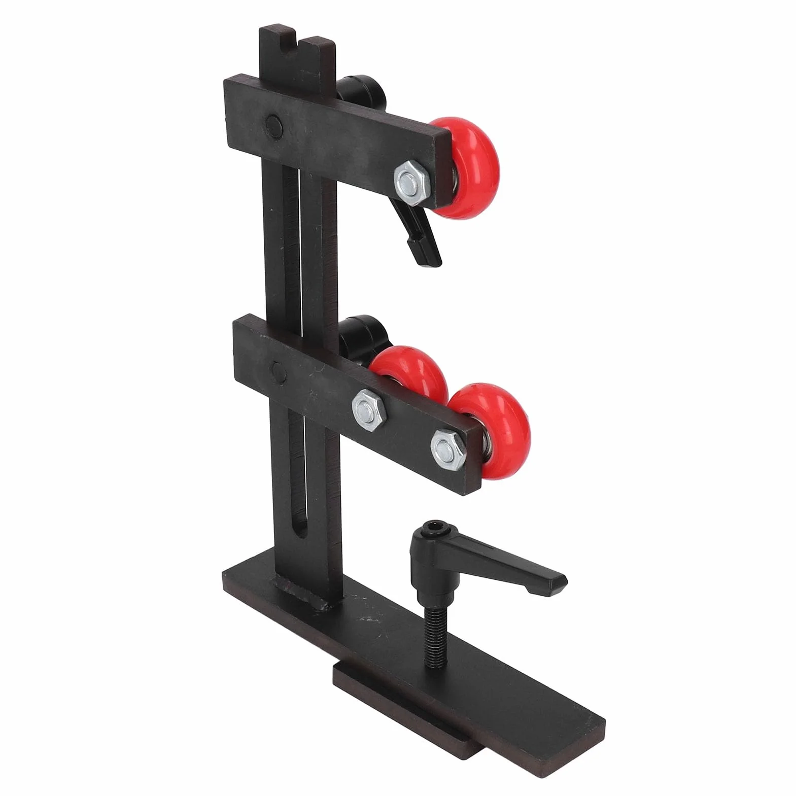 Fockety Lunette pour à Bois, Lunette en L pour Le Travail du Bois avec 3 Roues de Fixation en métal, Lunette pour à Bois, Centre de Travail en Fonte, Support d'outil pour