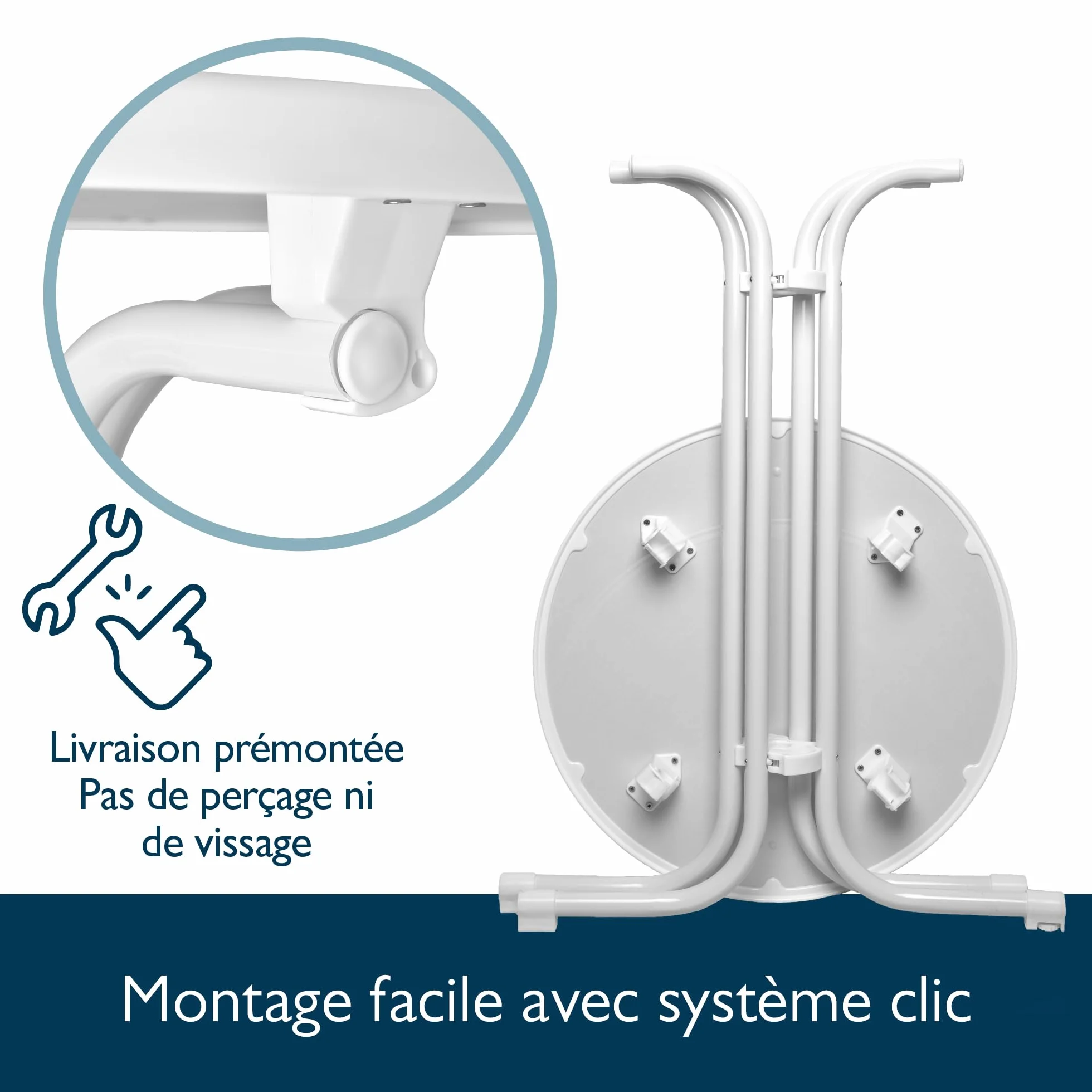 Beautissu Table Bistrot Extérieur Ronde Ø 70 cm Pliante Blanc