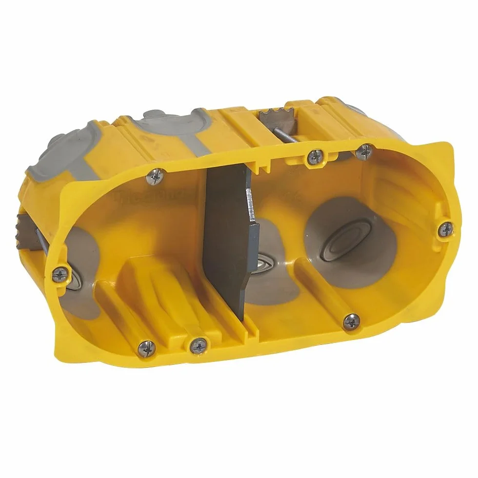 LEGRAND | Boîte D'Encastrement EcoBatibox, 2 Postes Profondeur 50 Mm, Étanchéité À L'Air Renforcée, Cloison De Séparation Amovible, Utilisation Horizontale Ou Verticale