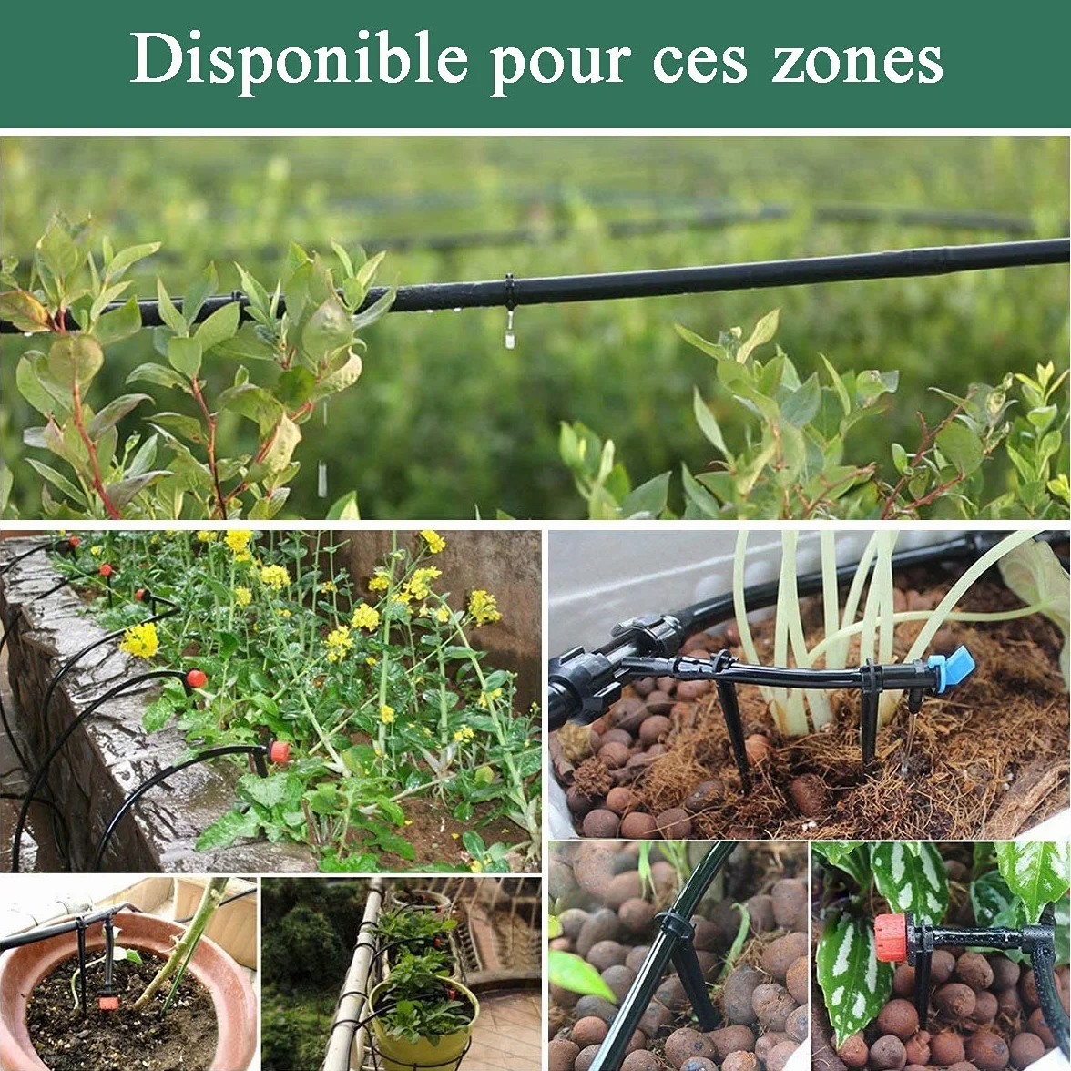 Tuyau arrosage automatique 30M 4/7mm Système Irrigation Jardin micro goutte à goutte