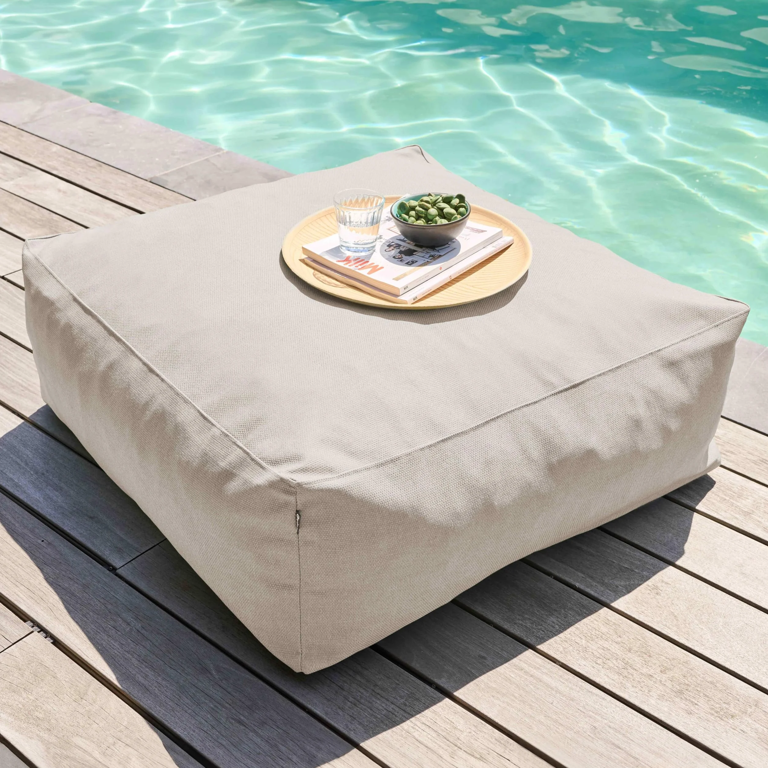 Oviala Pouf de Jardin Beige Canapé Modulable