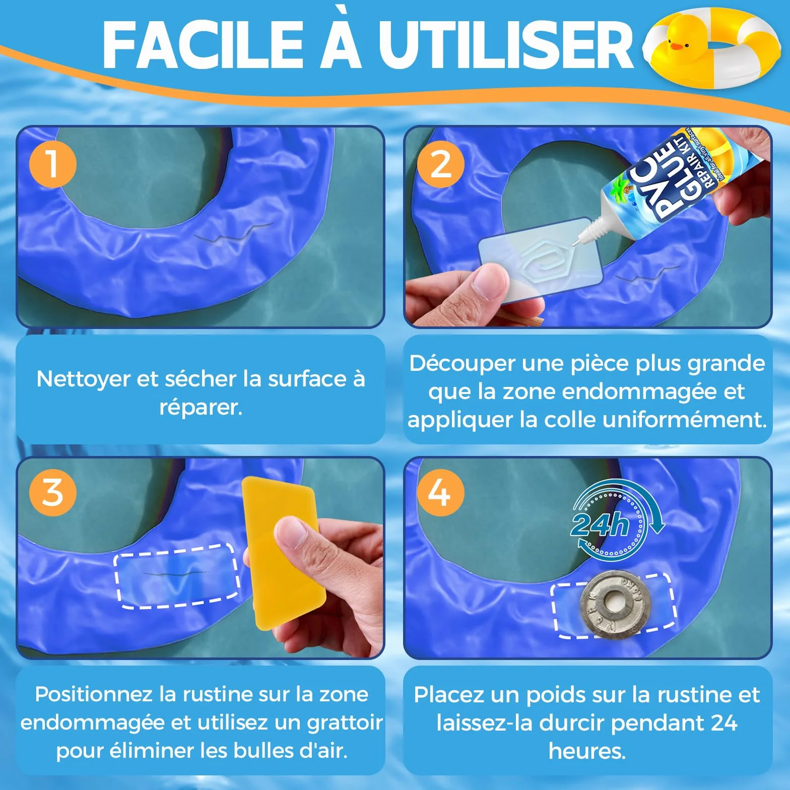 Kit Reparation Piscine Transparente Colle PVC pour Spa Gonflable 60ml